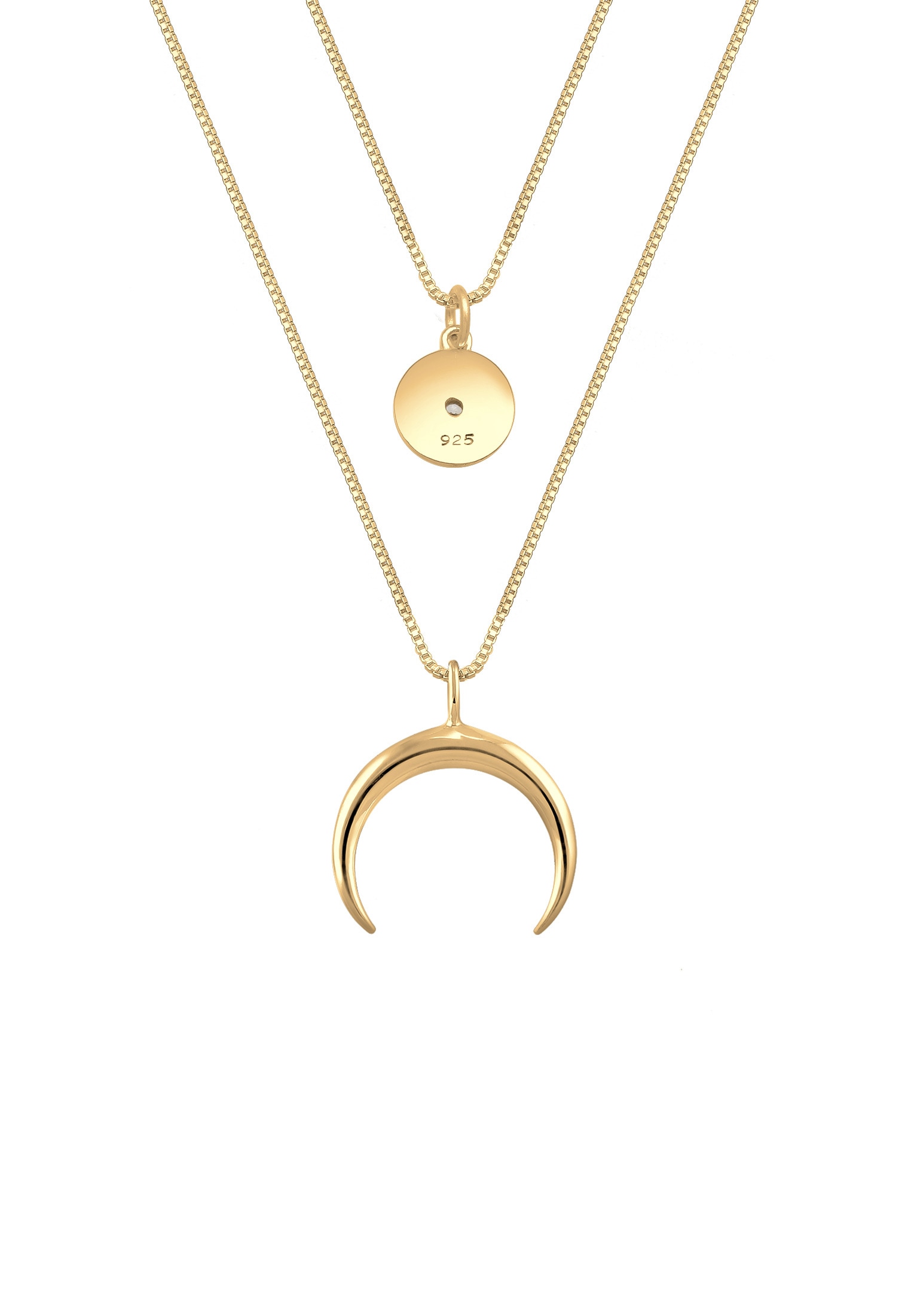 Elli Silberkette »Halskette Layer Halbmond Stern Plättchen Zirkonia 925 Sterling Silber«