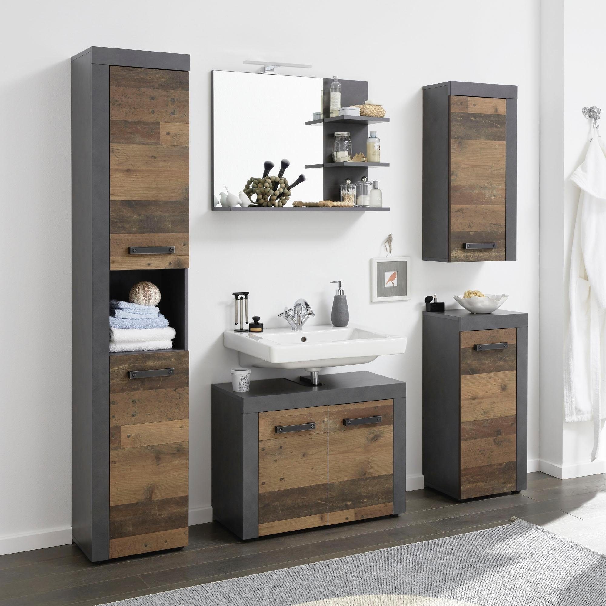 INOSIGN Hochschrank »Ilana«, Badschrank im modernen Industrial Style - Maße (B/T/H) 36/31/184 cm