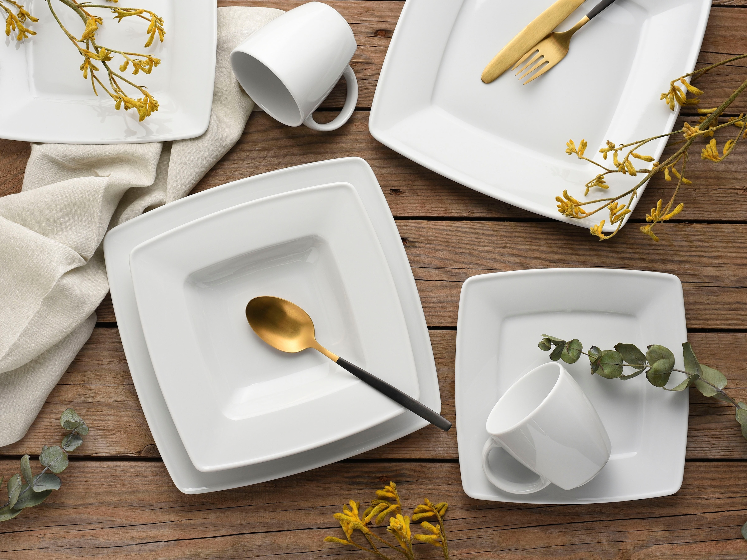 CreaTable Kombiservice »Geschirr-Set VICTORIA«, (Set, 50 tlg., Kaffeeservice und Tafelservice im Set, für 6 Personen), Service, weiß, 50 Teile, für 6 Personen