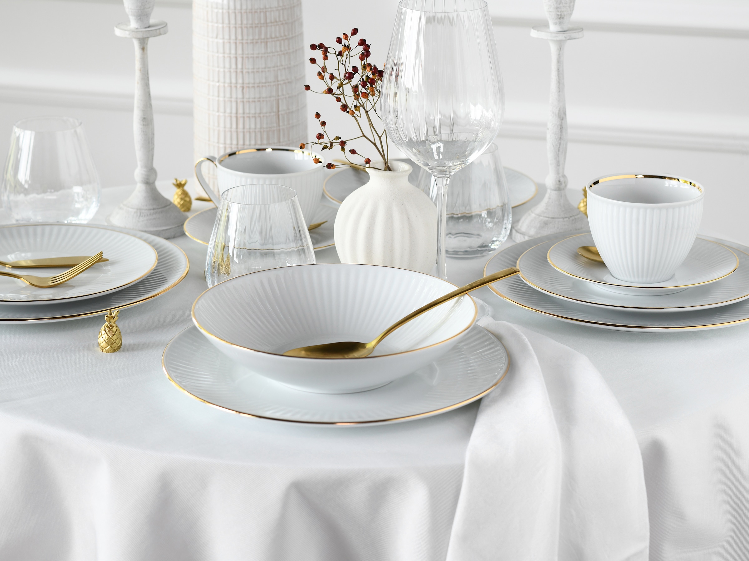 CreaTable Kombiservice »Valencia Gold, Kombi-Service 30-tlg« Elegant, Goldrand