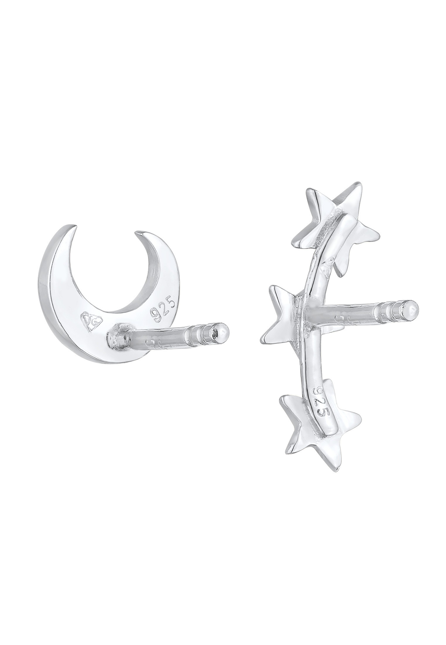 Elli Paar Ohrstecker »Ohrringe Mond Halbmond Stern Mixmatch 925 Silber«
