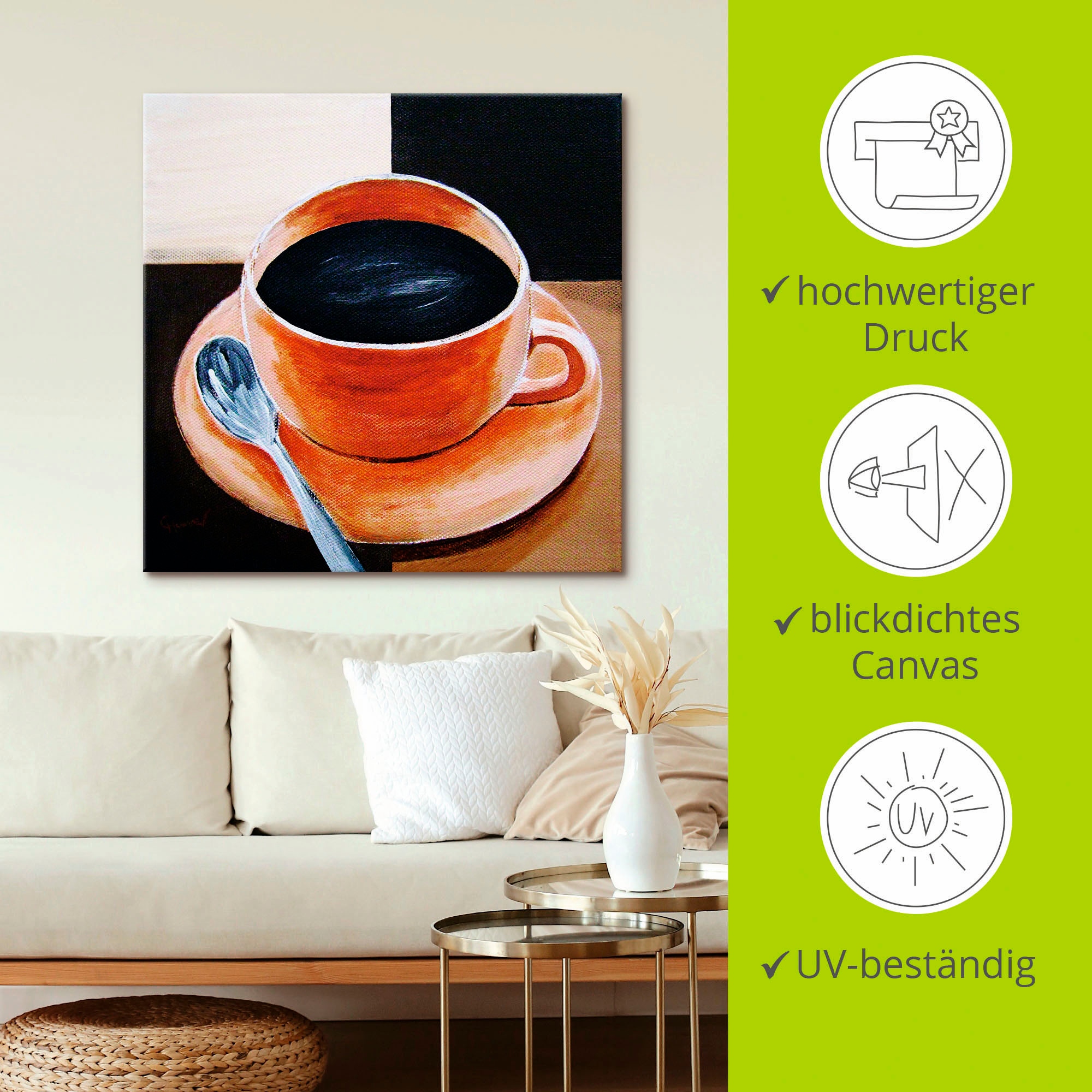 Artland Wandbild »Kaffee«, Getränke, (1 St.), als Leinwandbild, Poster in verschied. Größen