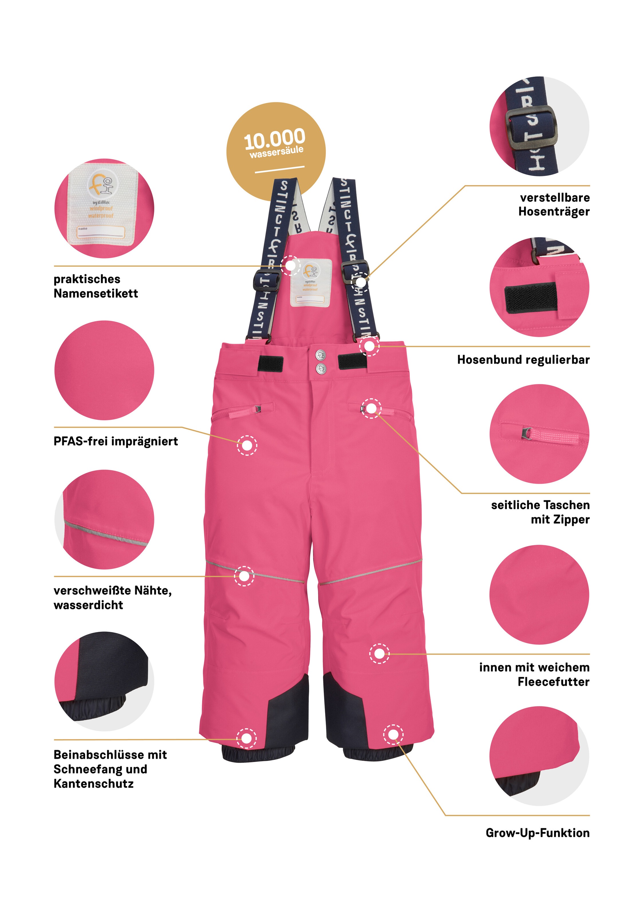 first instinct by killtec Skihose »FISW 48 MNS SKI PNTS«, Wasser- und winddichte Schneehose mit Grow-Up-Funktion und PFAs-frei