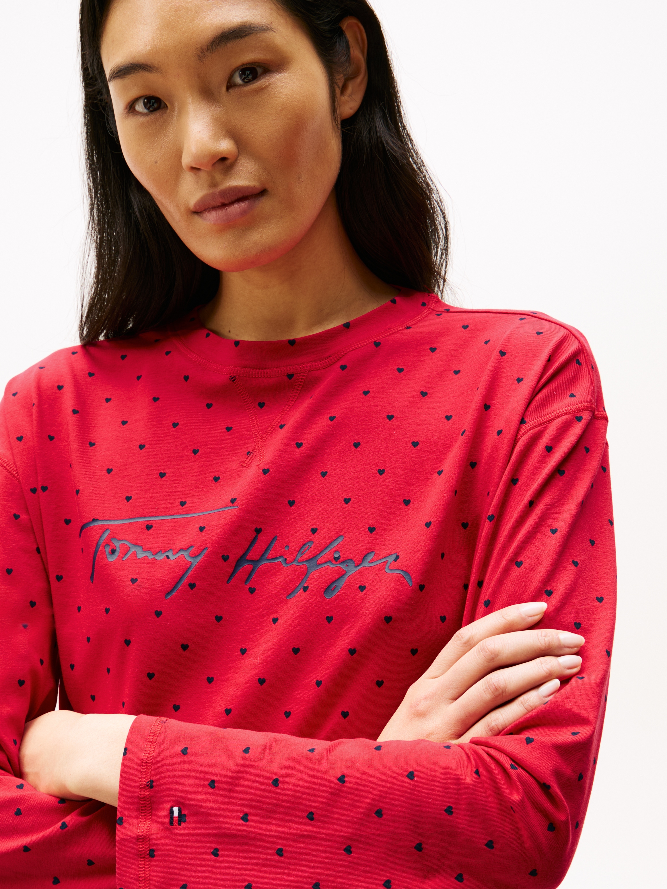 Tommy Hilfiger Underwear Pyjama »LS SHORT PRT PJ SET«, (Set, 2 tlg., 2tlg), mit Herzen Allover-Muster