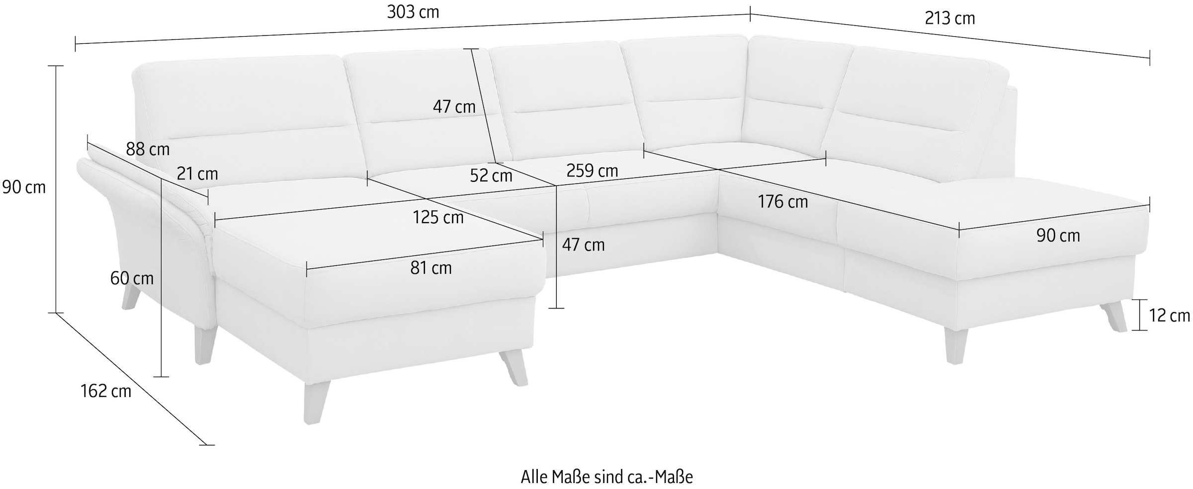 Home affaire Wohnlandschaft »Westerland U-Form« Federkern, wahlweise Bettfunktion, Stauraum und Armlehn-Verstellung