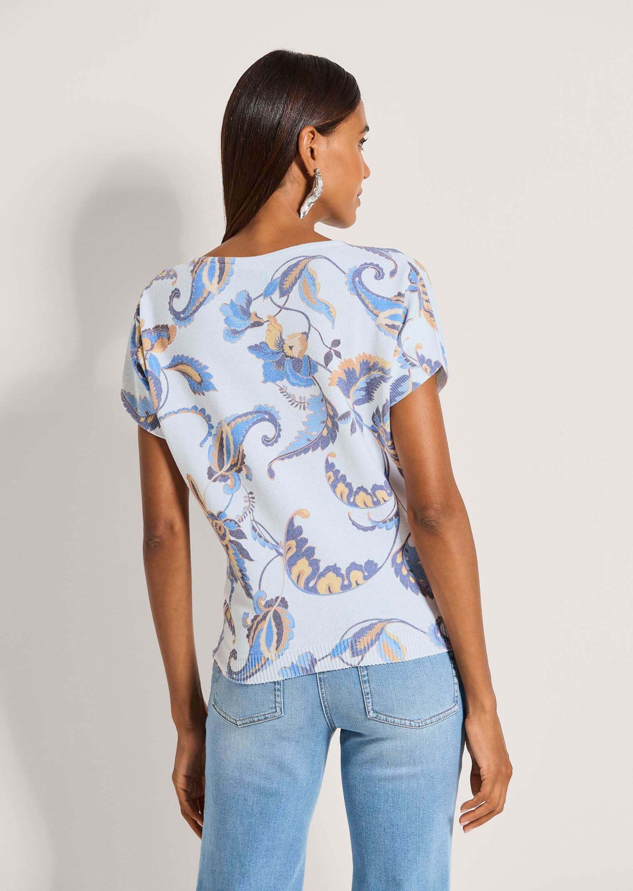 MADELEINE Longpullover »Strickpullover Druckpullover mit Allover-Print« Gerippte Abschlüsse