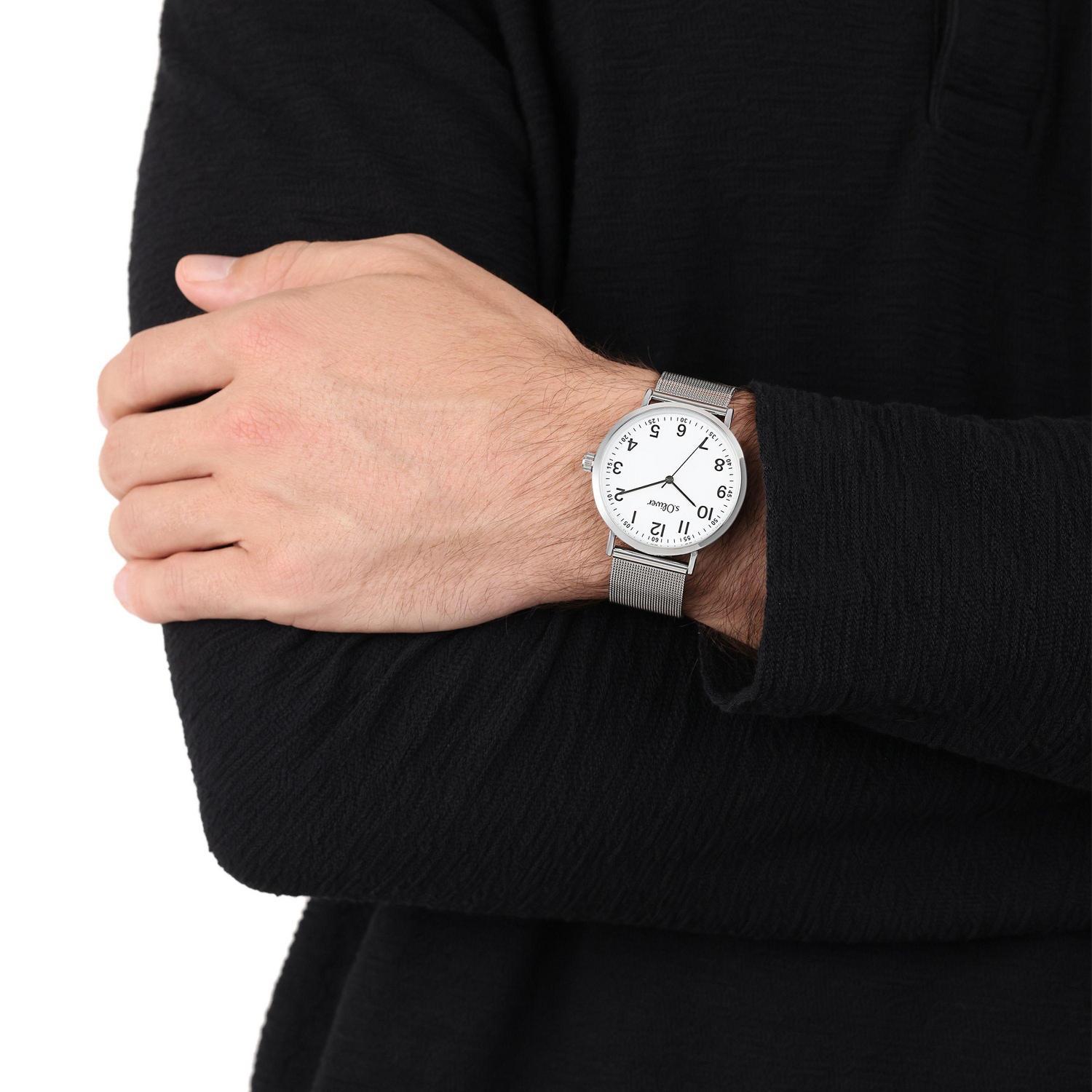 s.Oliver Quarzuhr Armbanduhr, Herrenuhr, Edelstahlarmband, analog