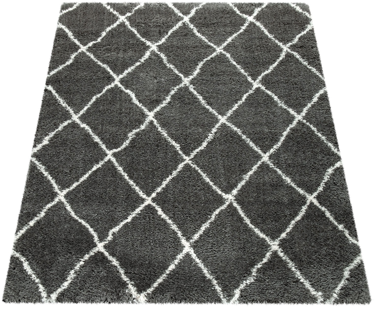 Paco Home Hochflor-Teppich »Maghreb 075«, rechteckig, Rauten Muster, Scandi  Design, weich und flauschig bei OTTO