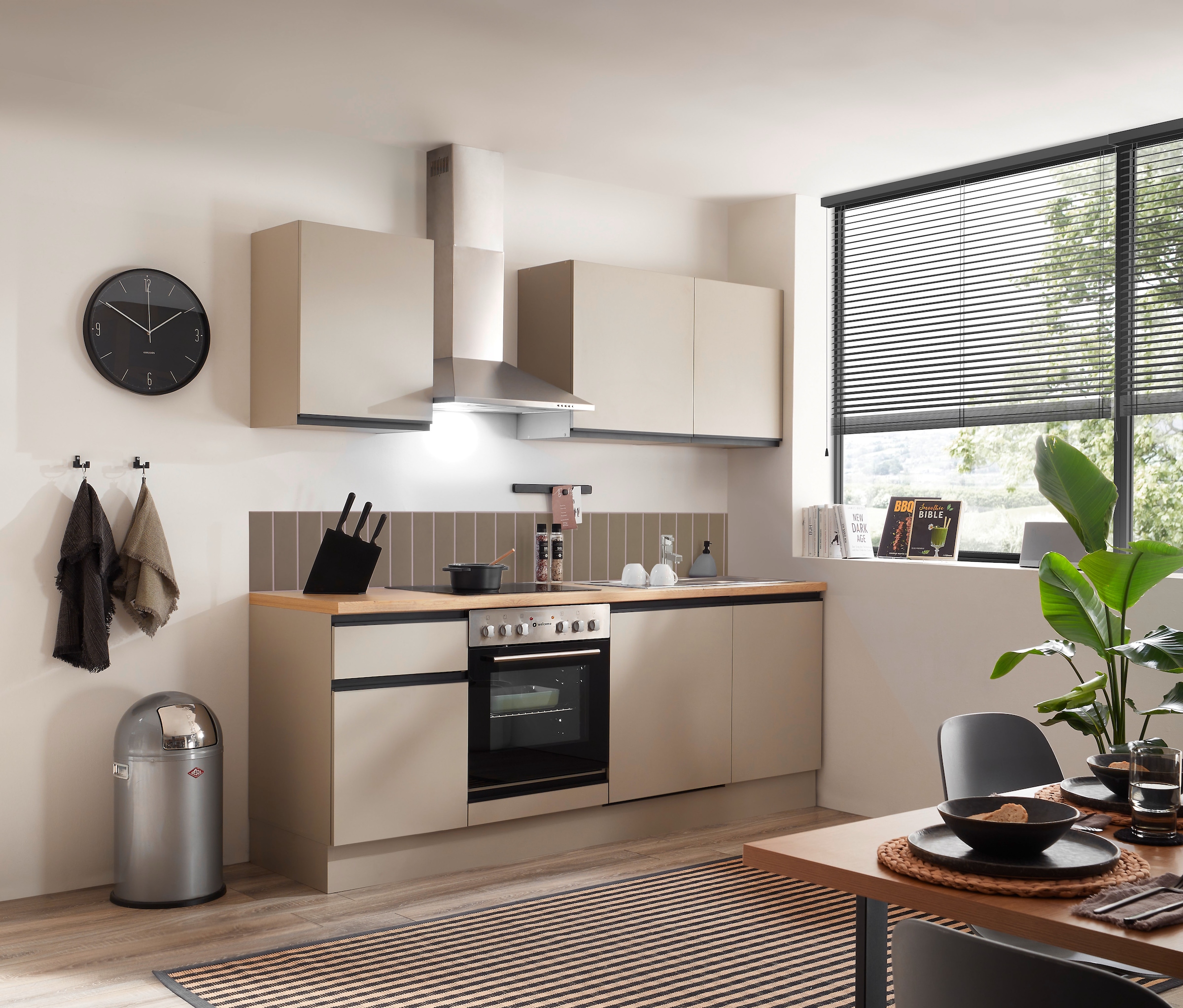 BASIC by Balculina Küchenzeile »Nizza B/H/T 220x211x60 cm« Breite 220 cm, wahlweise mit E-Geräten und Induktionskochfeld