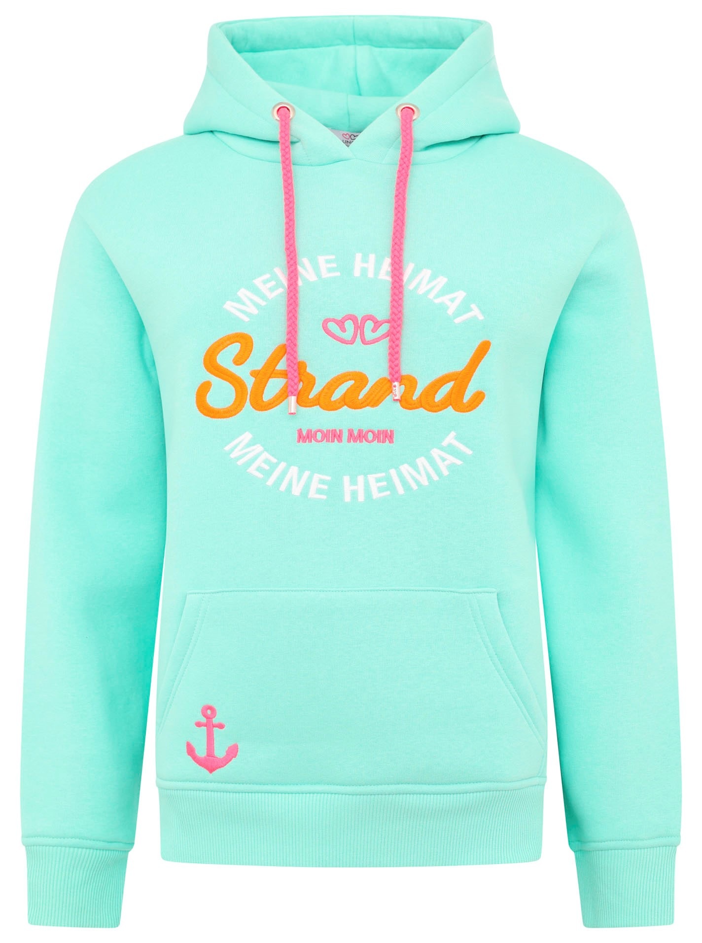 Zwillingsherz Hoodie »"Meine Heimat"«, mit aufgesticktem "Strand"-Schriftzug vorne und hinten