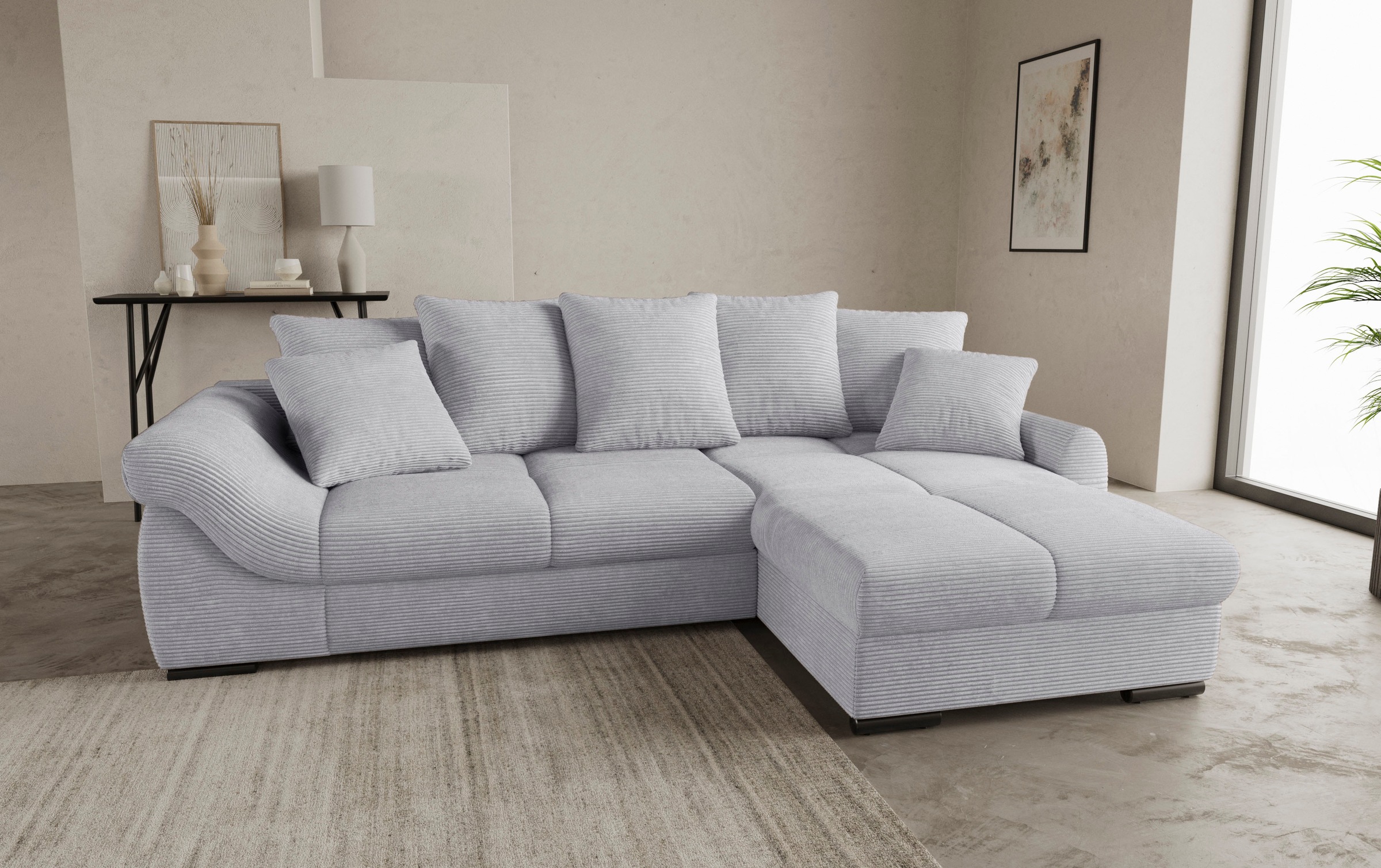 Mr. Couch Ecksofa »Livorno DuraFlex L-Form«, inkl. Hochschläfer-Bettauszug, XL-Bettkasten weiß beschichtet