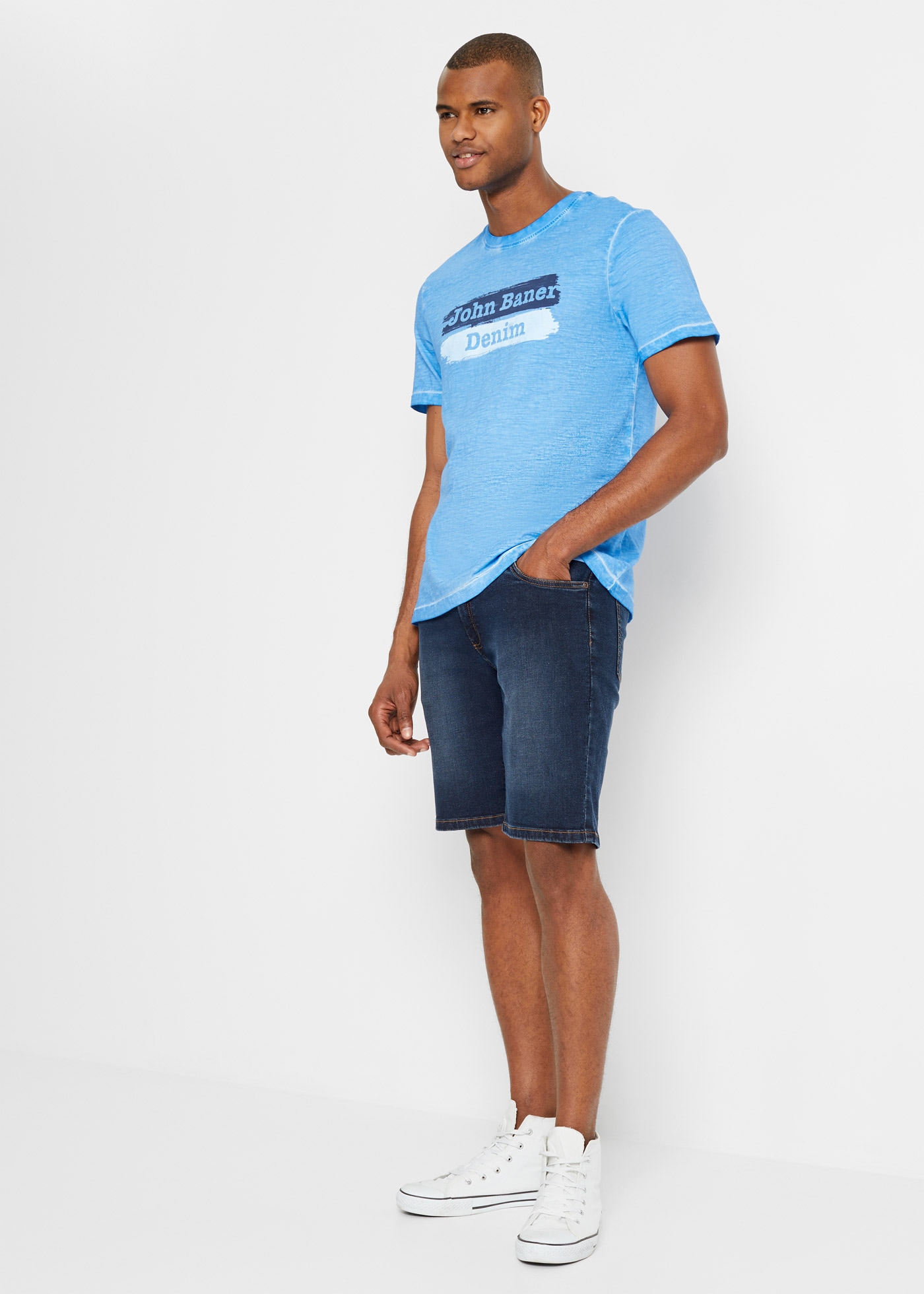 bonprix Bermudas  mit Elasthan-Anteil, im Straight Fit, mit Used-Effekten