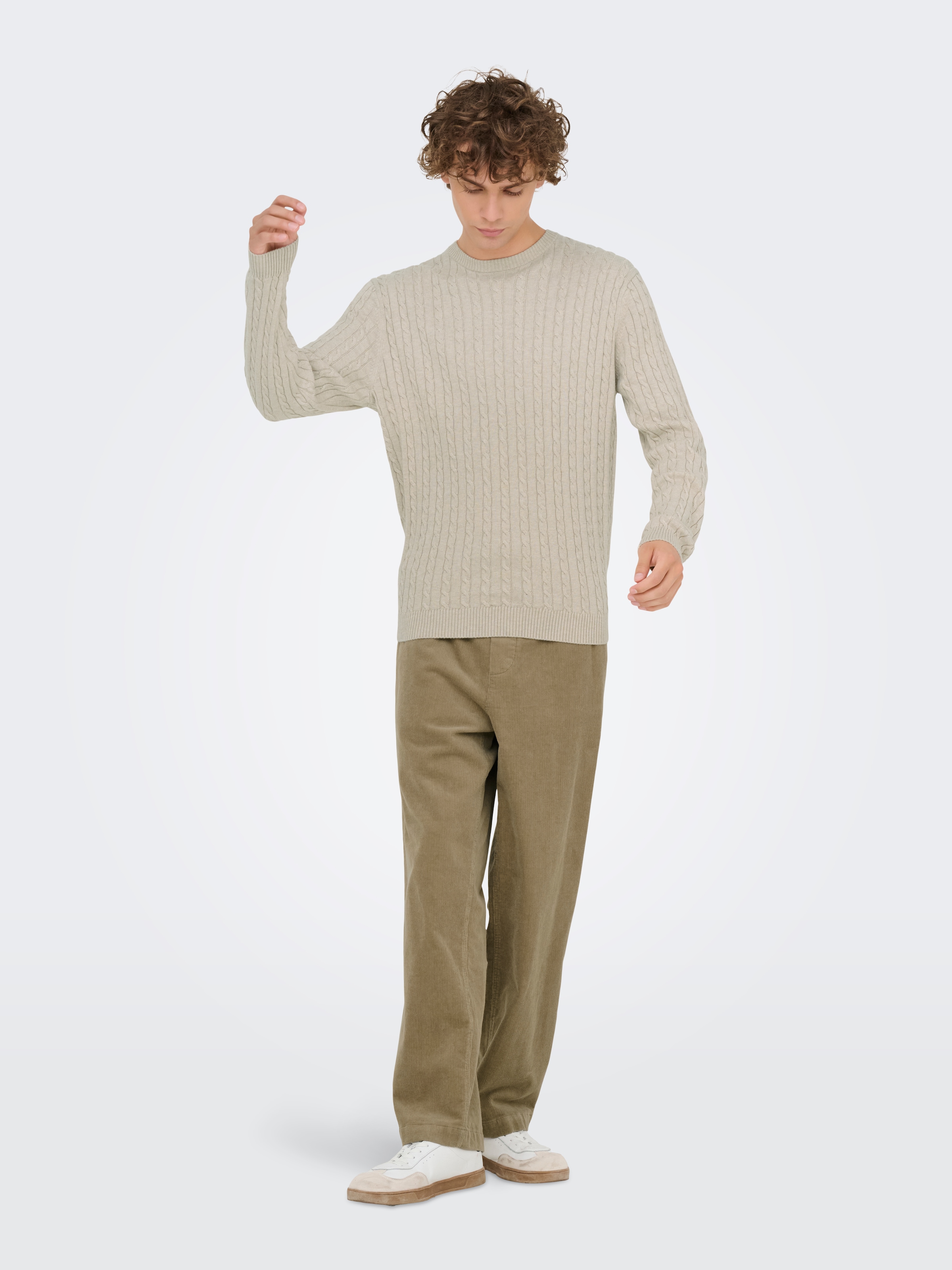 ONLY & SONS Strickpullover »ONSLOUI REG 12 CABEL CREW KNIT NOOS«