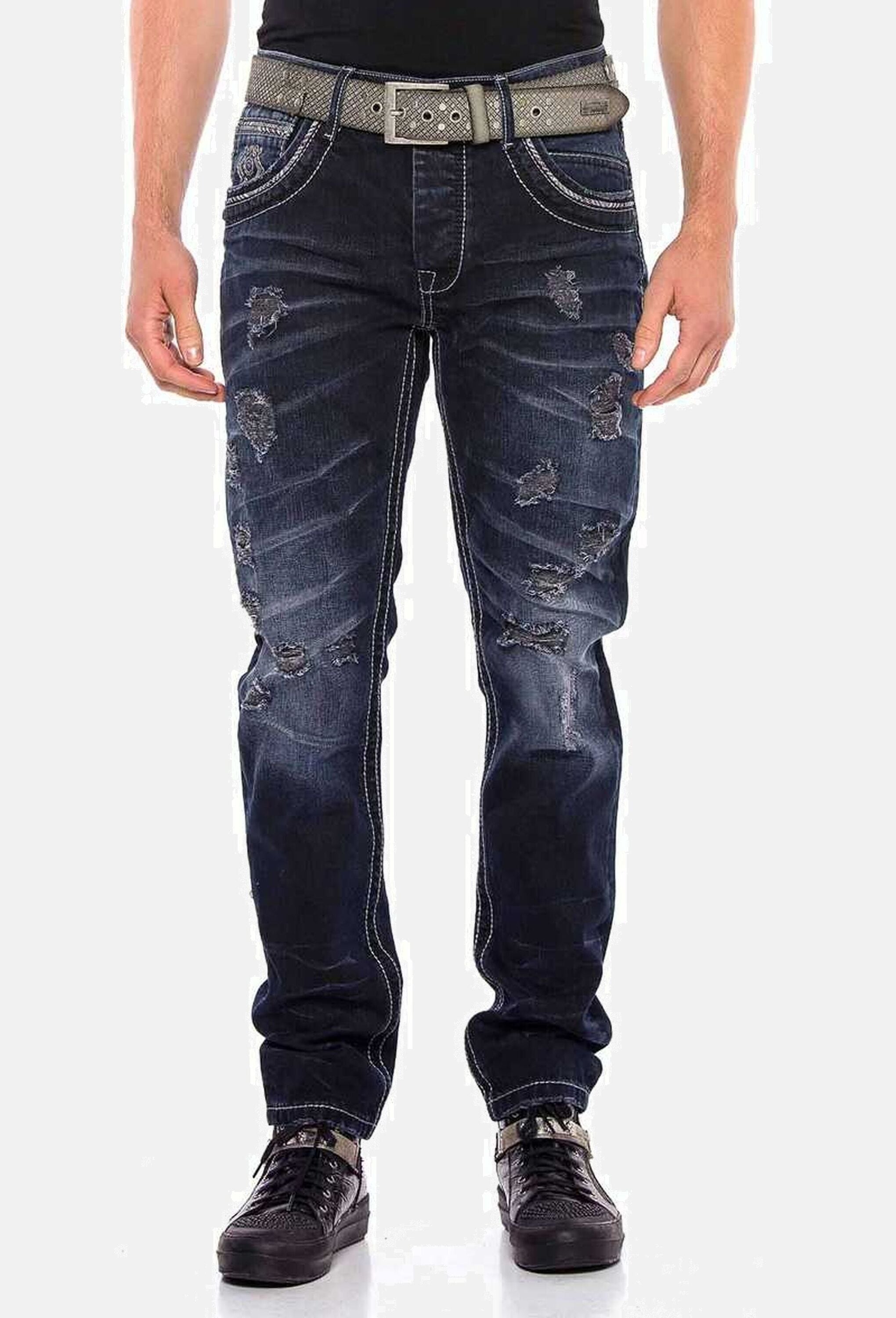 Cipo & Baxx Regular-fit-Jeans »Cipo & Baxx Jeans« mit lässigen Destroyed-Elementen, CD539