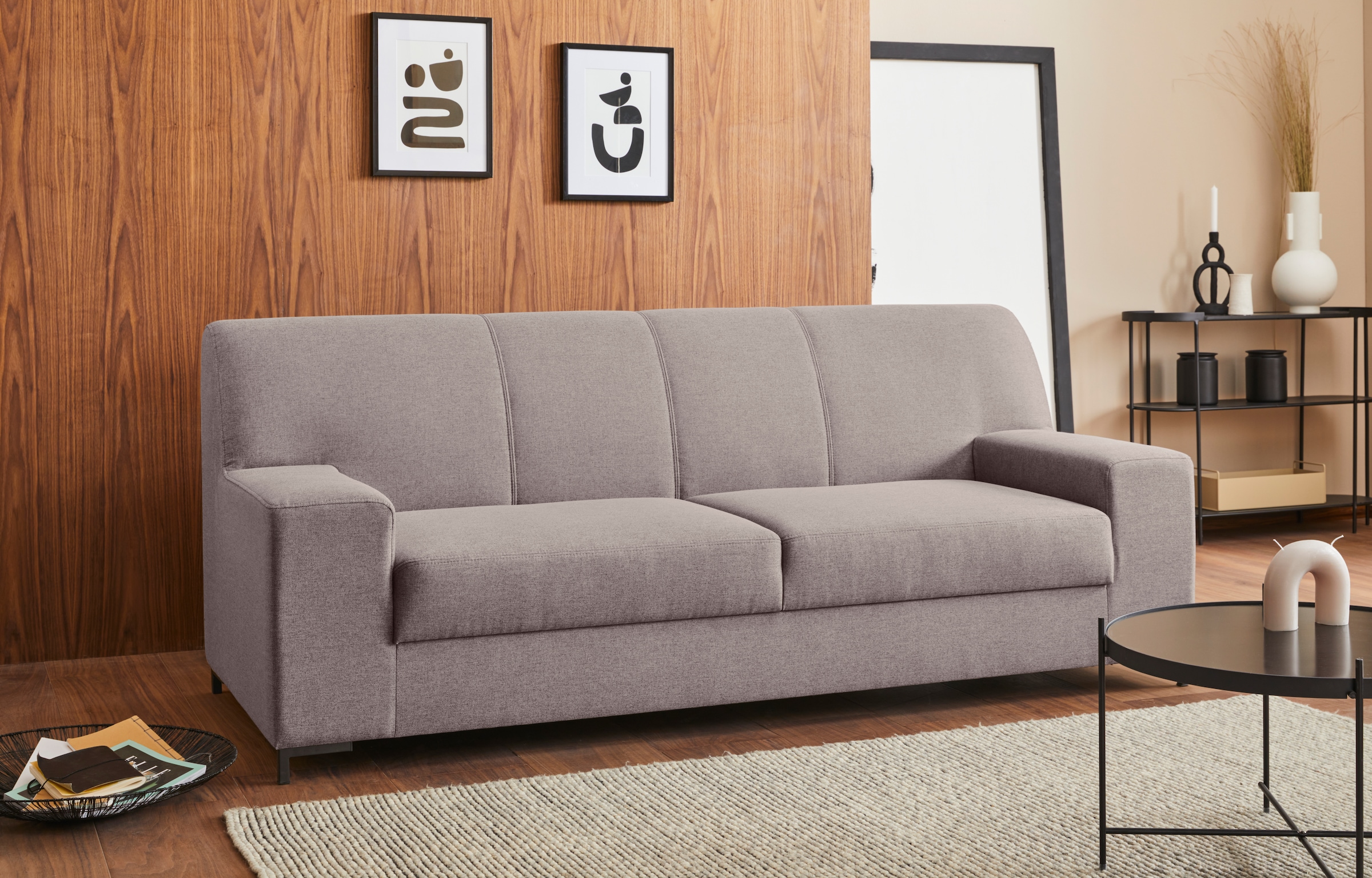 DOMO collection 2-Sitzer »Ledas kubisch und komfortabel, flache Armlehnen, eleganter Fuß,« in vielen Farben erhältlich