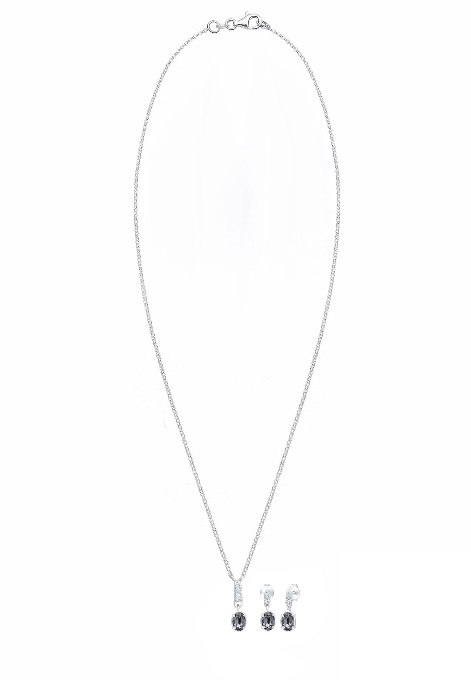 Elli Ohrring und Ketten Set »Schmuckset Grau 925 Sterling Silber, mit Kristallen von Swarovski®«
