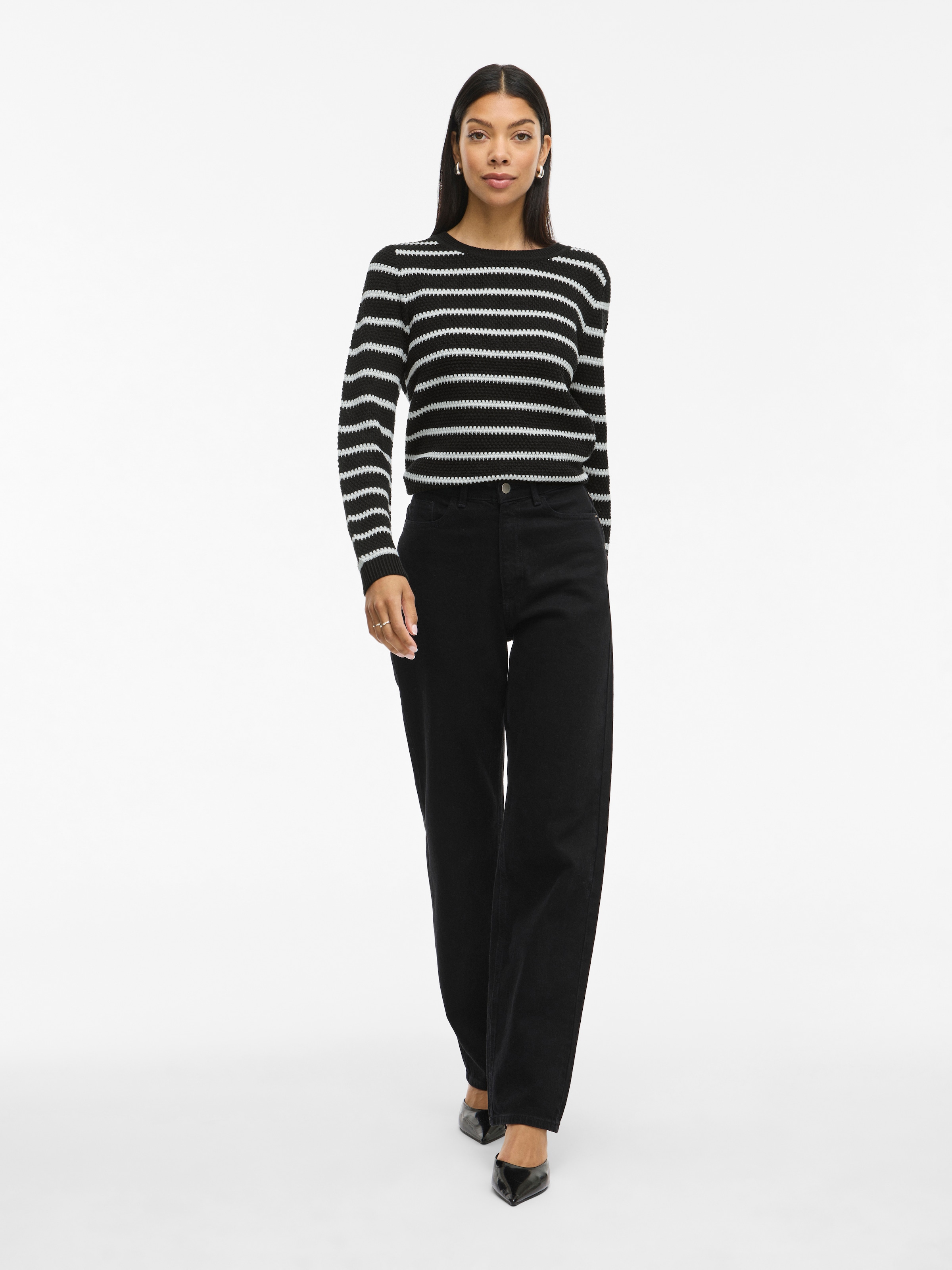 Vila Rundhalspullover »VIDALO O-NECK L/S STRIPE KNIT TOP- NOOS«