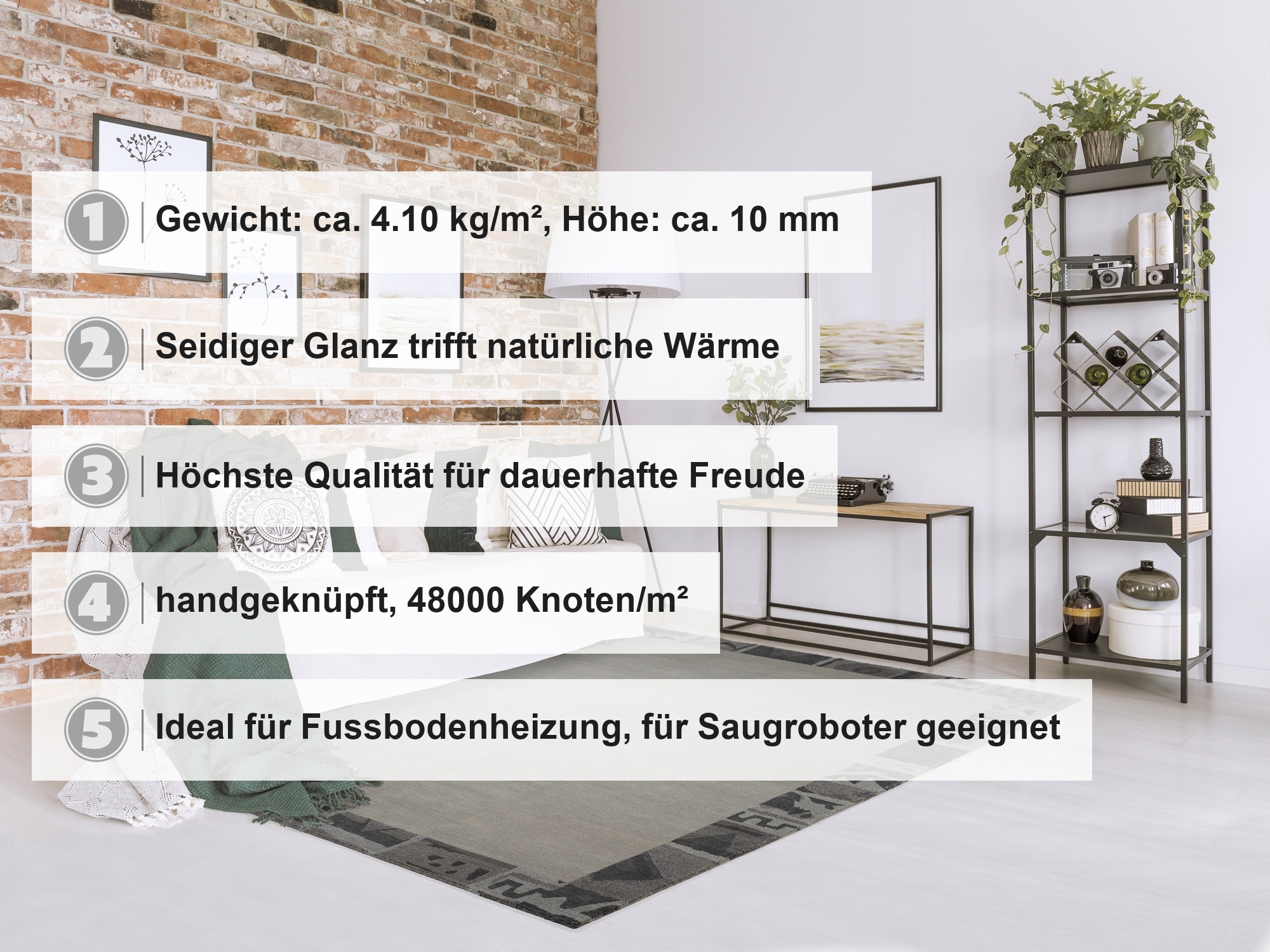 OCI DIE TEPPICHMARKE Teppich »AWARD SUNTALI BORDER« rechteckig 10 mm Höhe handgeknüpft, echter original Nepal Design Teppich, 100% Naturfaser
