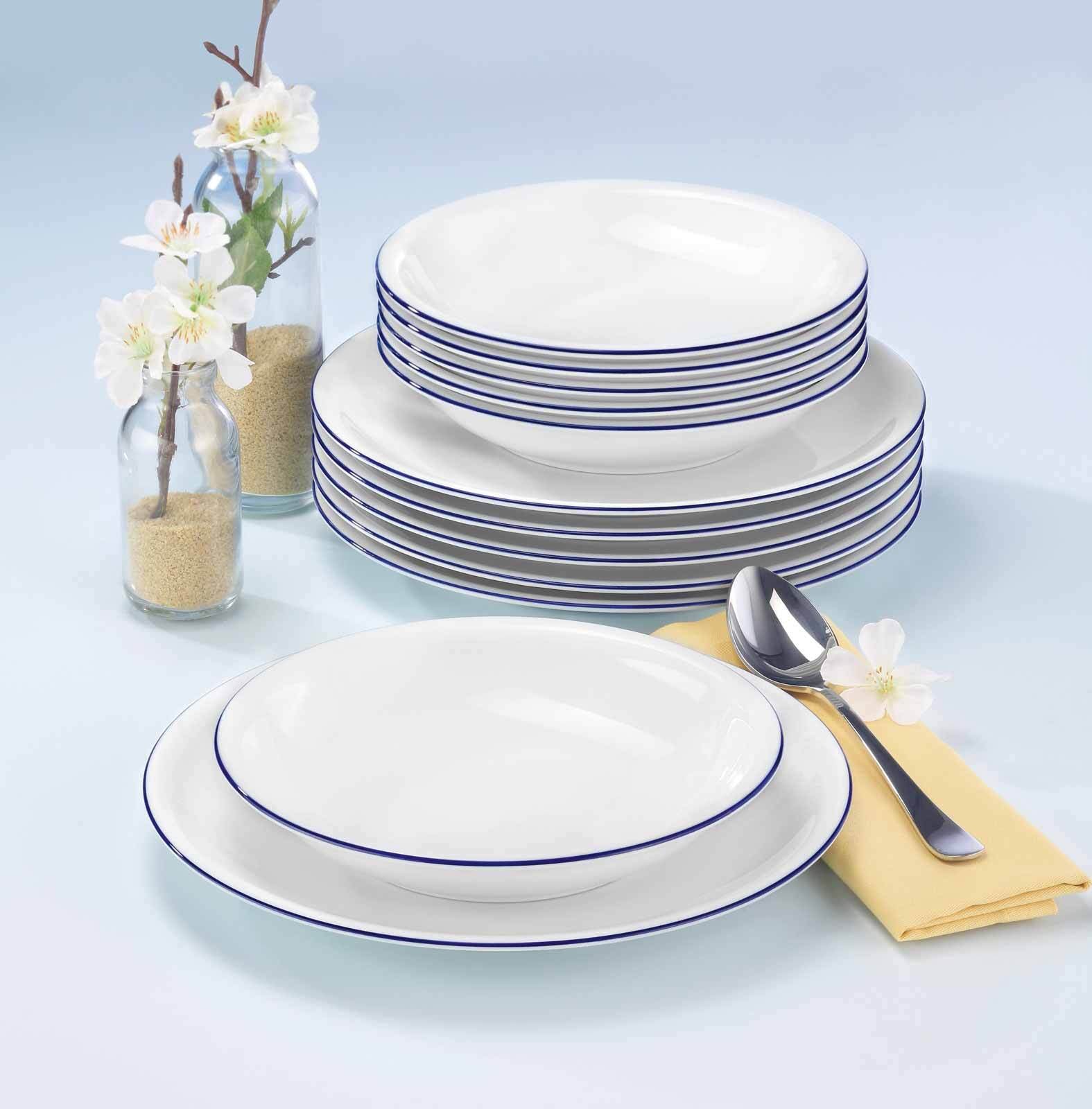 Seltmann Weiden Suppenteller »Suppenteller Compact Blaurand ø 20,2 cm 6er Set weiß-blau«