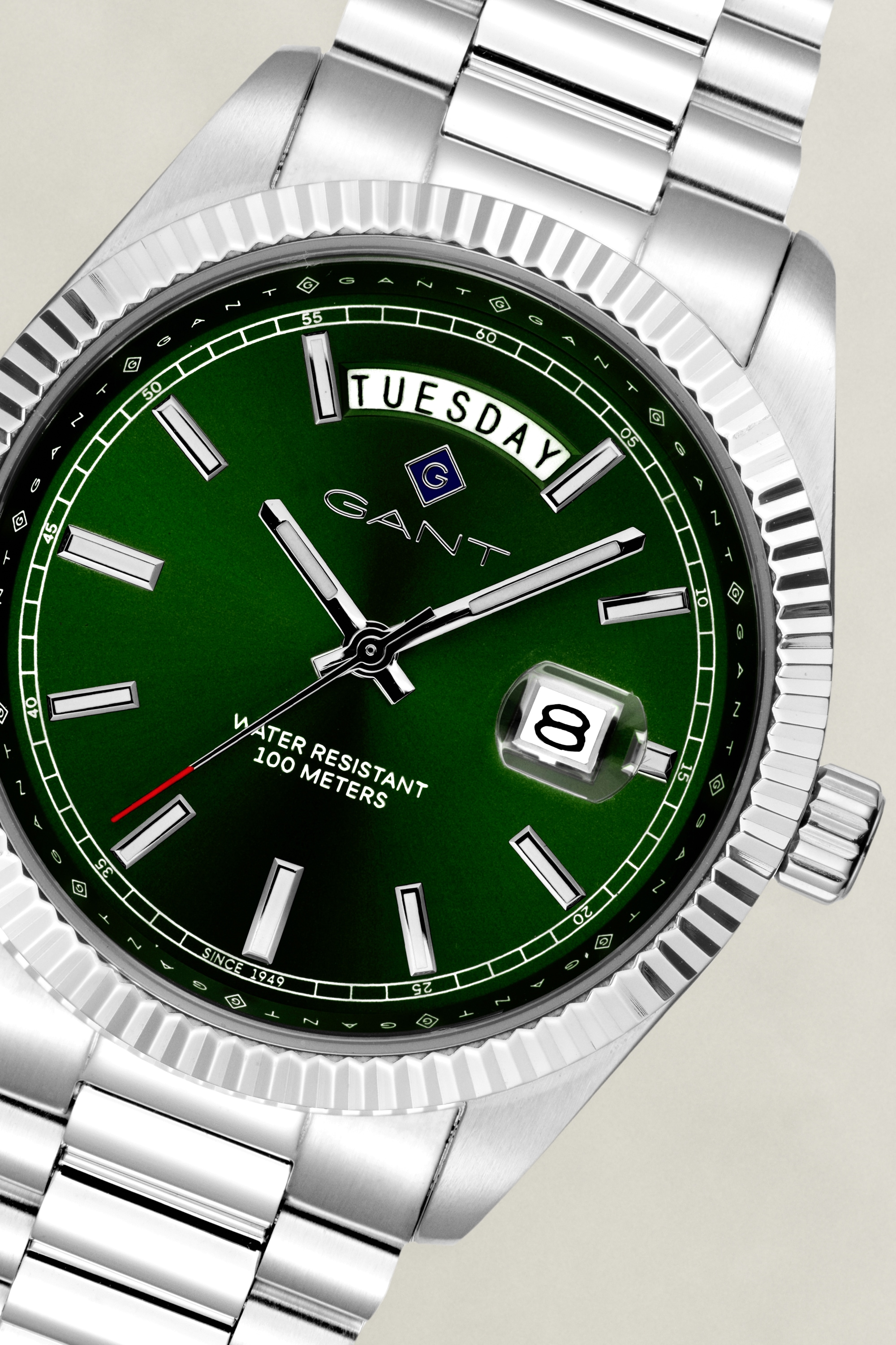 Gant Quarzuhr »F-fax« Armbanduhr, Herrenuhr, Edelstahlarmband, analog, Tag, Wochentag
