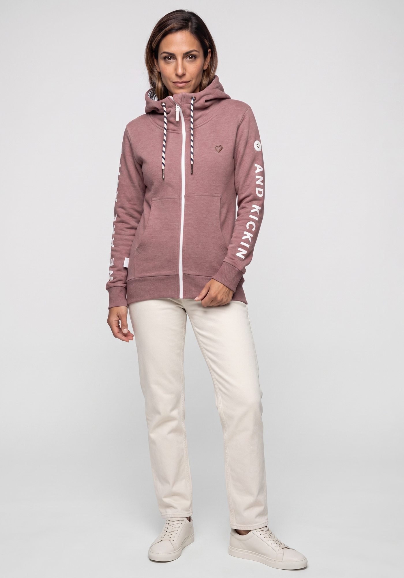 Alife & Kickin Sweatjacke »JessyAK A« leichte Kapuzensweatjackemit Logo-Schriftzug auf den Ärmeln