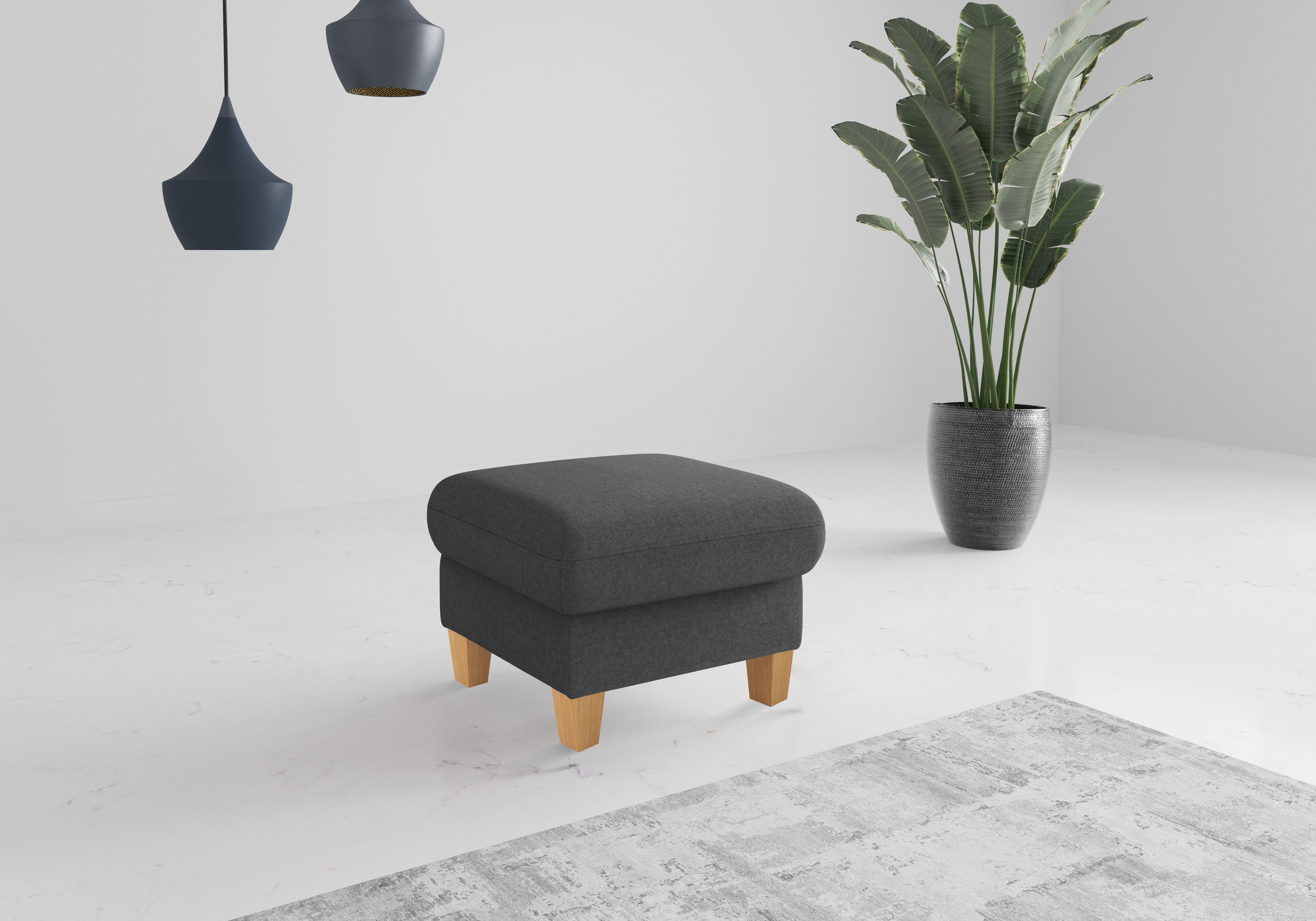 Home affaire Polsterhocker »Rochelle« 1 Stk. tlg. Massive 12 cm Holzbeine