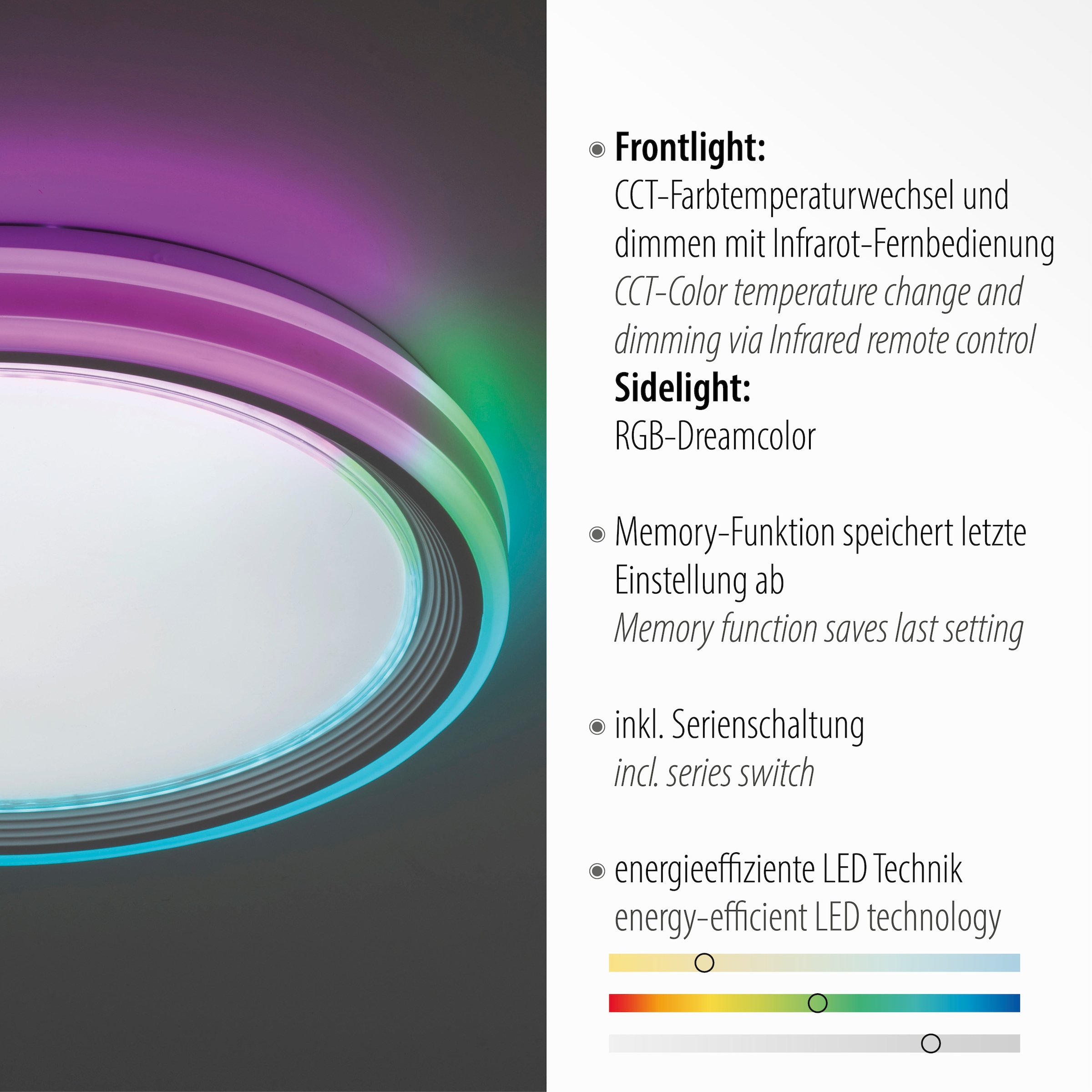 RGB-Rainbow, OTTO »SPHERIC«, - bei Deckenleuchte Fernbedienung, flammig-flammig, Infrarot JUST LIGHT LED, über dimmbar inkl., CCT 2