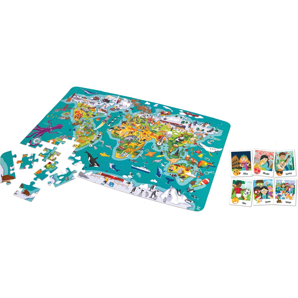 Hape Puzzle »2-in-1 Weltreise, Puzzle und Spiel«, (105 tlg.)
