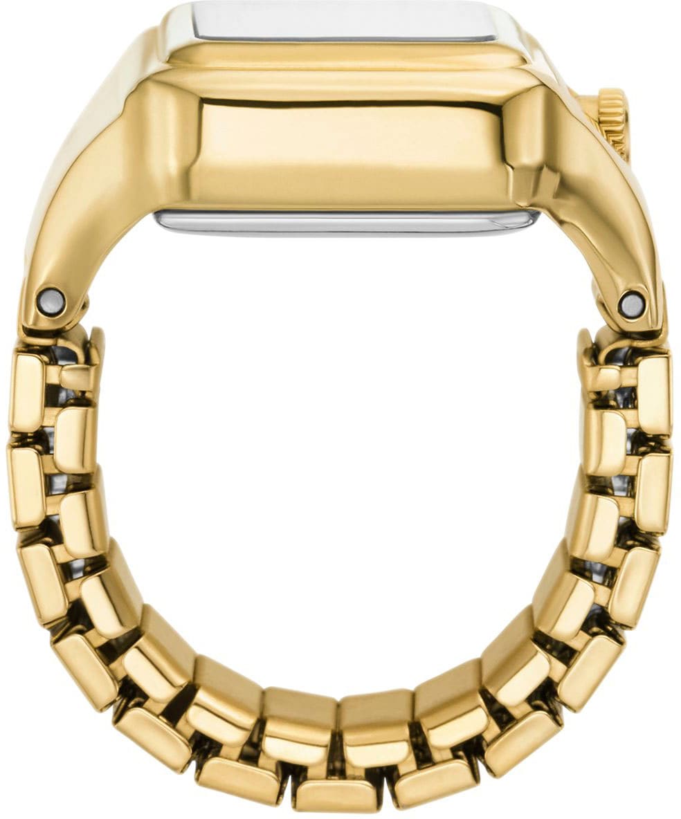 Fossil Uhrenring »RAQUEL WATCH RING«, Quarzuhr, Damenuhr, analog, Edelstahl, Flexband, Zugband