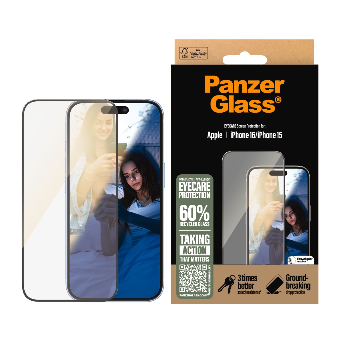 Displayschutzglas »EyeCare Screen Protection«, für Apple iPhone 16-Apple iPhone 15,...