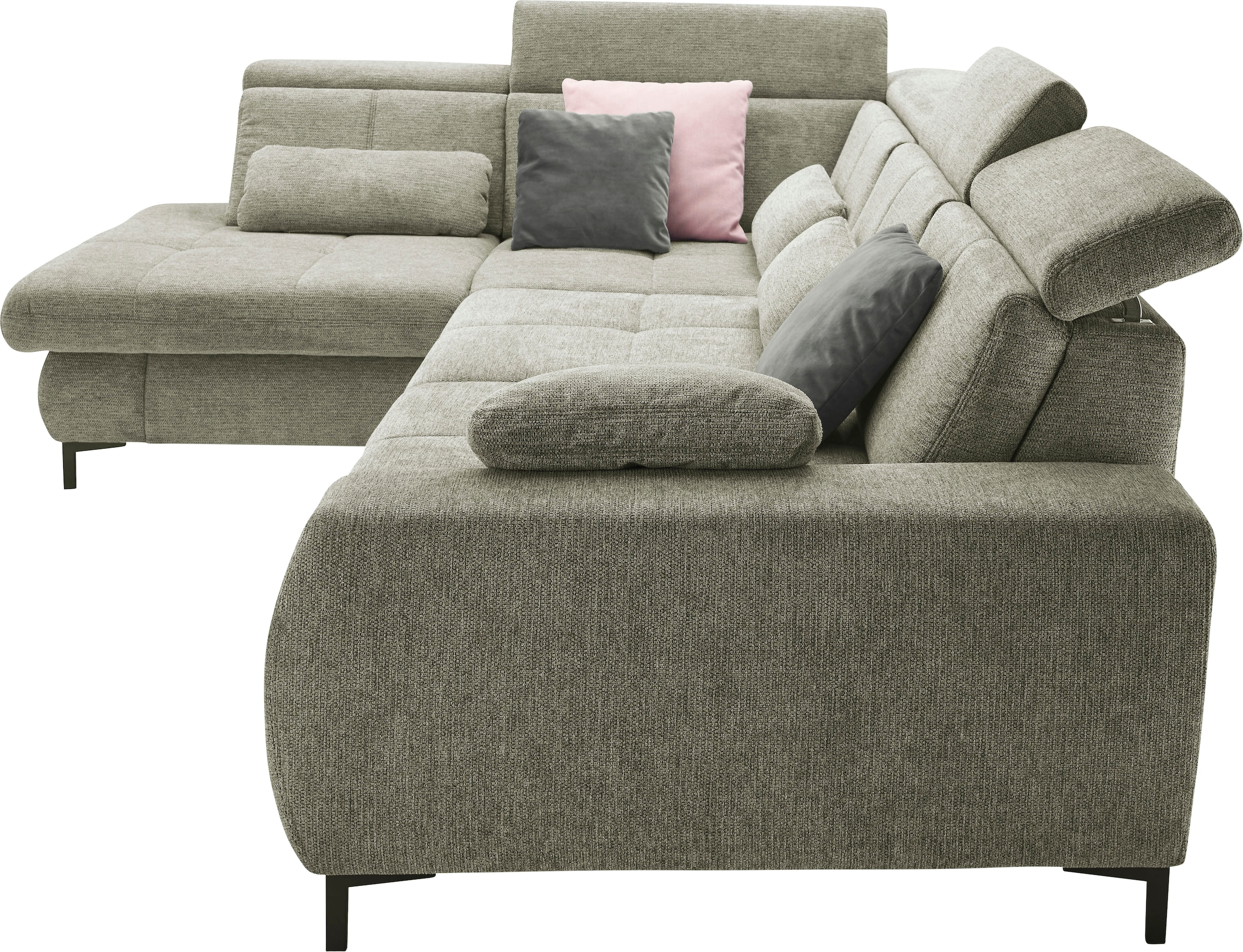 set one by Musterring Ecksofa »SO 3400 Sitzhöhe 47cm oder 49cm, Sitztiefe verstellbar, B/T 317/220 cm«, Kaltschaumpolsterung, Flachgewebe, whlw. mit Funktionen, Sitzhöhe 49