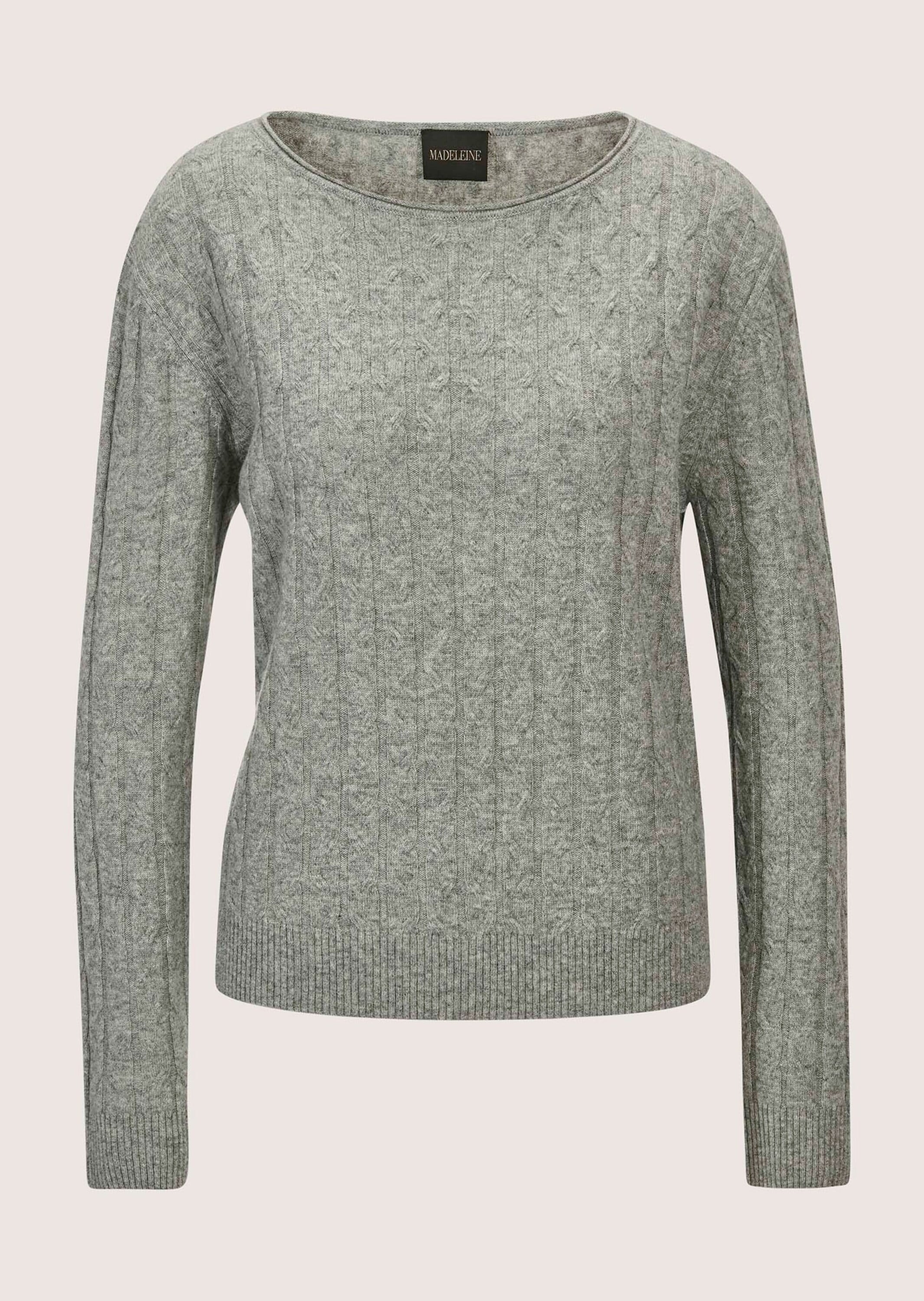 MADELEINE Longpullover »Strickpullover Eleganter Wollpullover mit Zopfmuster« Allover-Zopfmuster