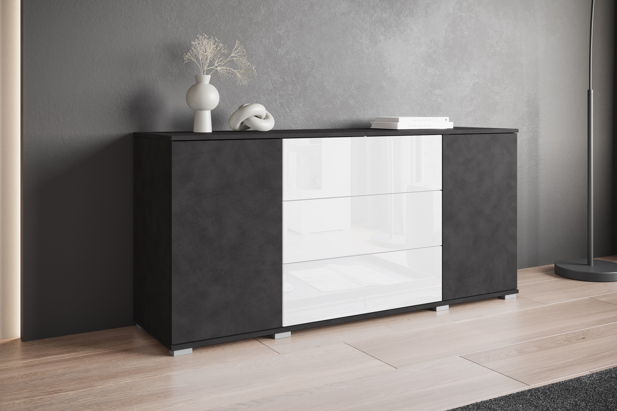 INOSIGN Sideboard »Kenia, Kommode für das Schlafzimmer/Wohnzimmer«, (1 St.), Modernes Sideboard mit 3 Schubladen und 4 Fächern, Breite 150 cm
