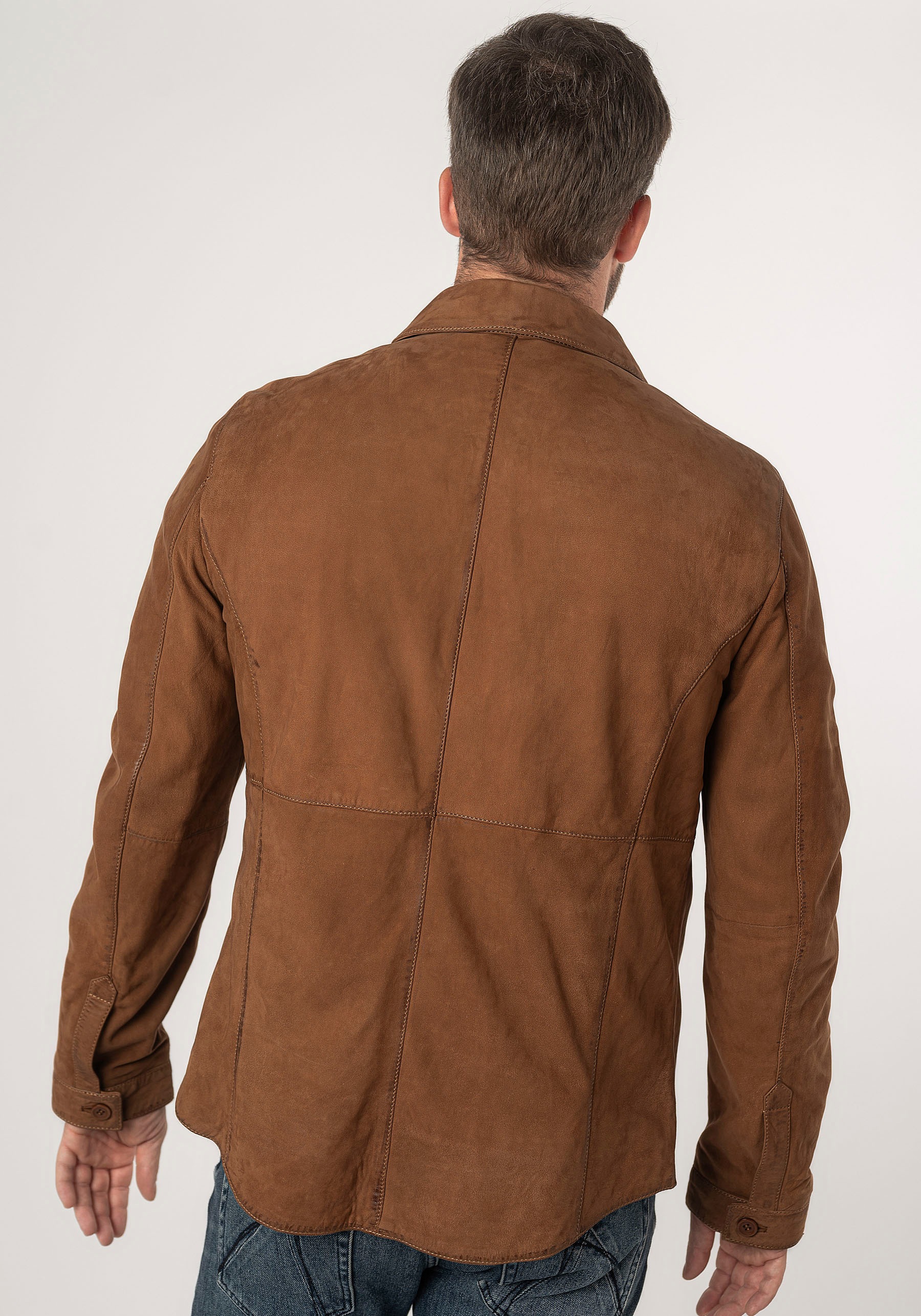 Mauritius Lederjacke »MMJemmo«, mit Hemdblusenkragen, Knopfleiste