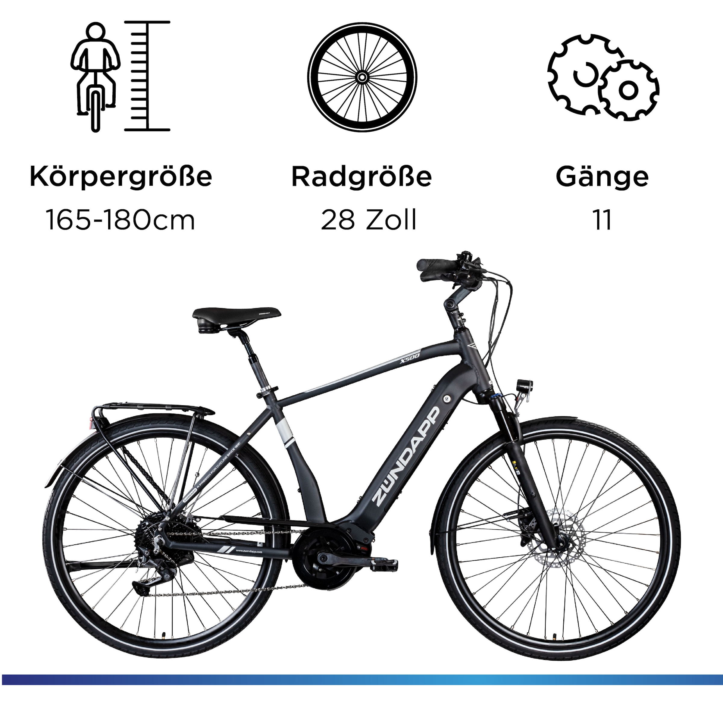 Zündapp E-Bike »X500«, 11 Gang, Shimano, Deore, Mittelmotor 250 W, Pedelec, Elektrofahrrad für Damen u. Herren