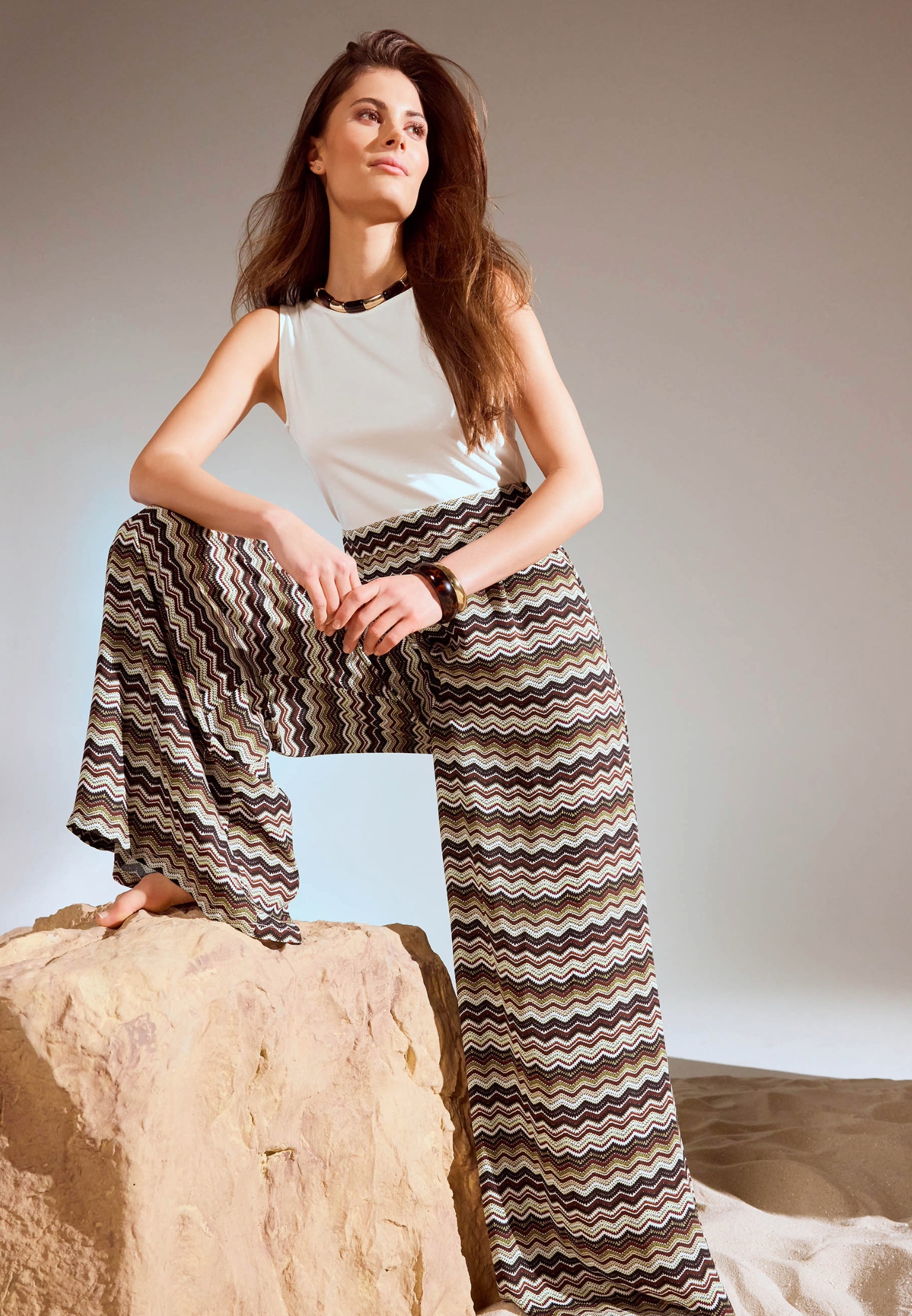 Zero Stoffhose »Hose mit Zickzackmuster 30 Inch«
