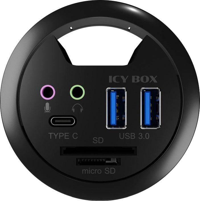 ICY BOX USB-Adapter »ICY BOX Tisch-Hub mit 2 Kartenlesern, Audio Ein-/Ausgang, Ladefunktion«, LED