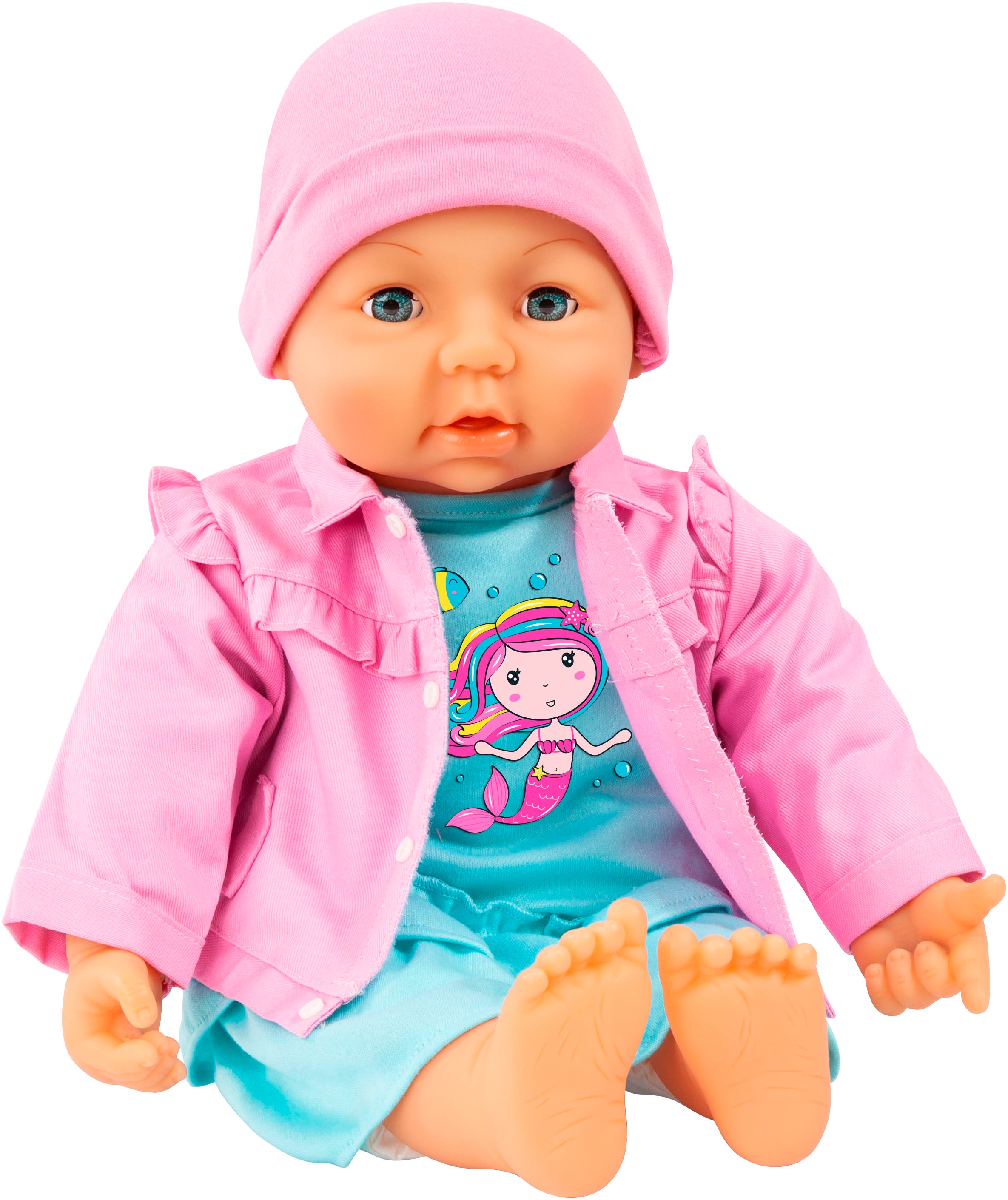 Bayer Puppenkleidung »Kleid/Jacke blau 46 cm«, (Set, 3 tlg.)