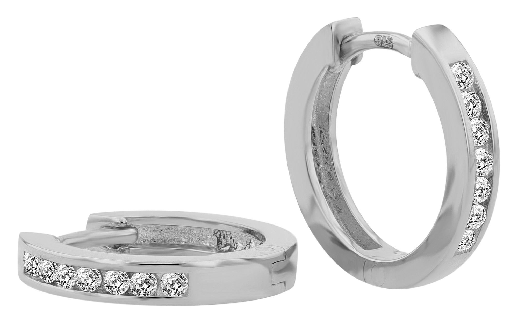 Adelia´s Paar Creolen »Damen Ohrringe ¿ Klappcreole aus 925 Silber mit Zirkonia«