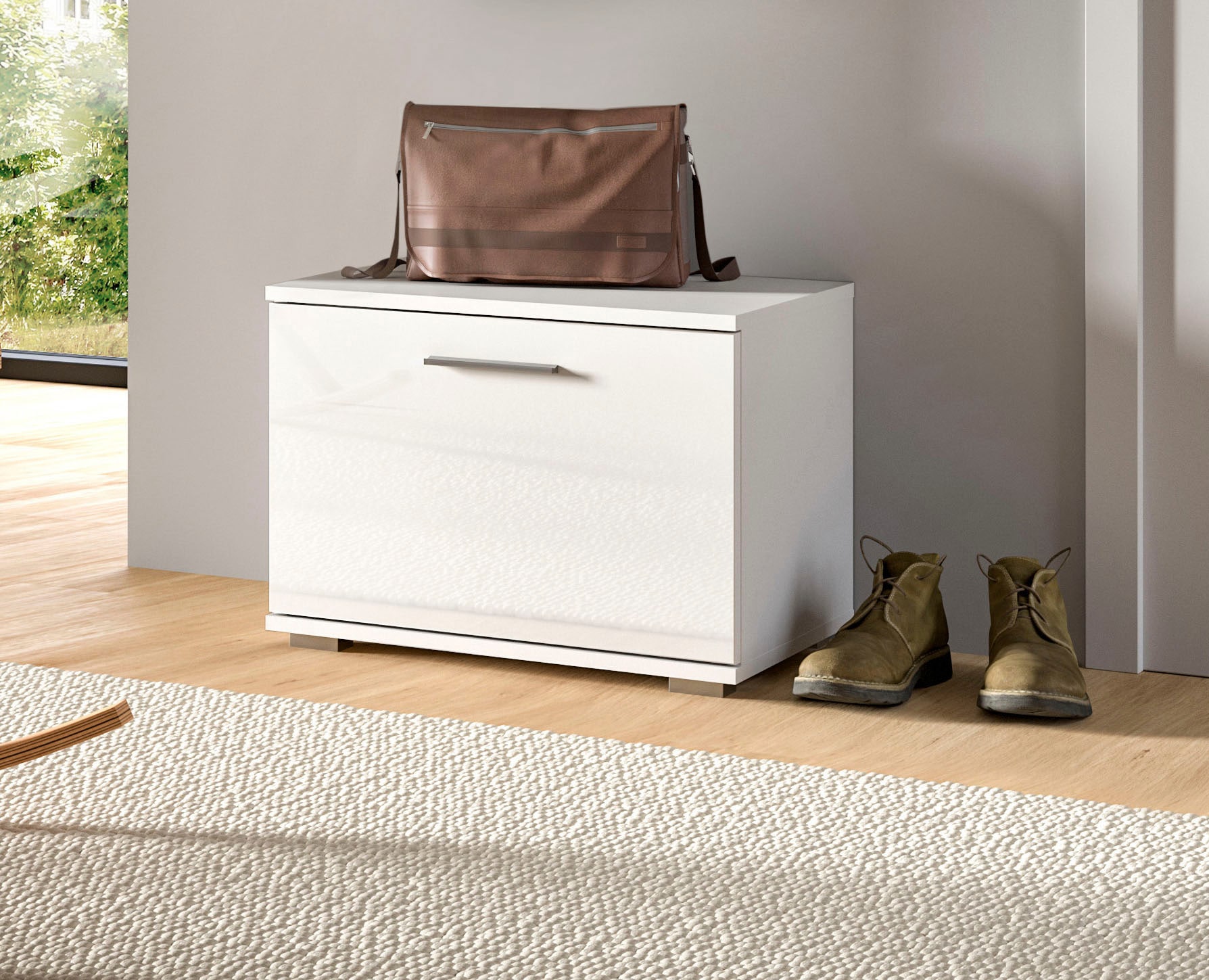 INOSIGN Sitzbank »Valge, Breite 55cm, 1 Klappe, 1 Einlegeboden, 2 Fächer«, Bank, Schuhbank, Garderobenbank, Dielenbank, Flurbank, Ablagebank