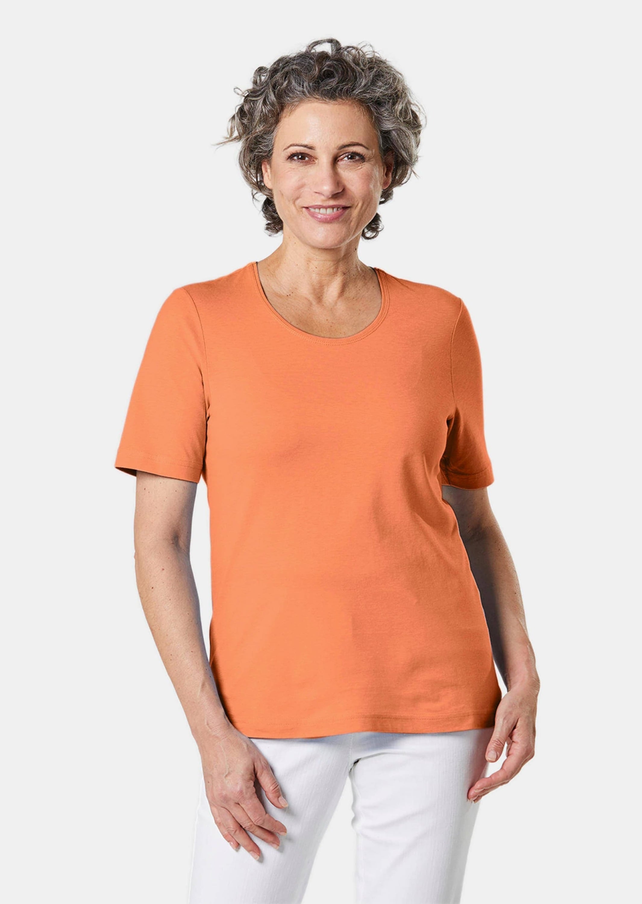 GOLDNER Langarm-Poloshirt »Kurzgröße Basic T-Shirt aus reiner Baumwolle«