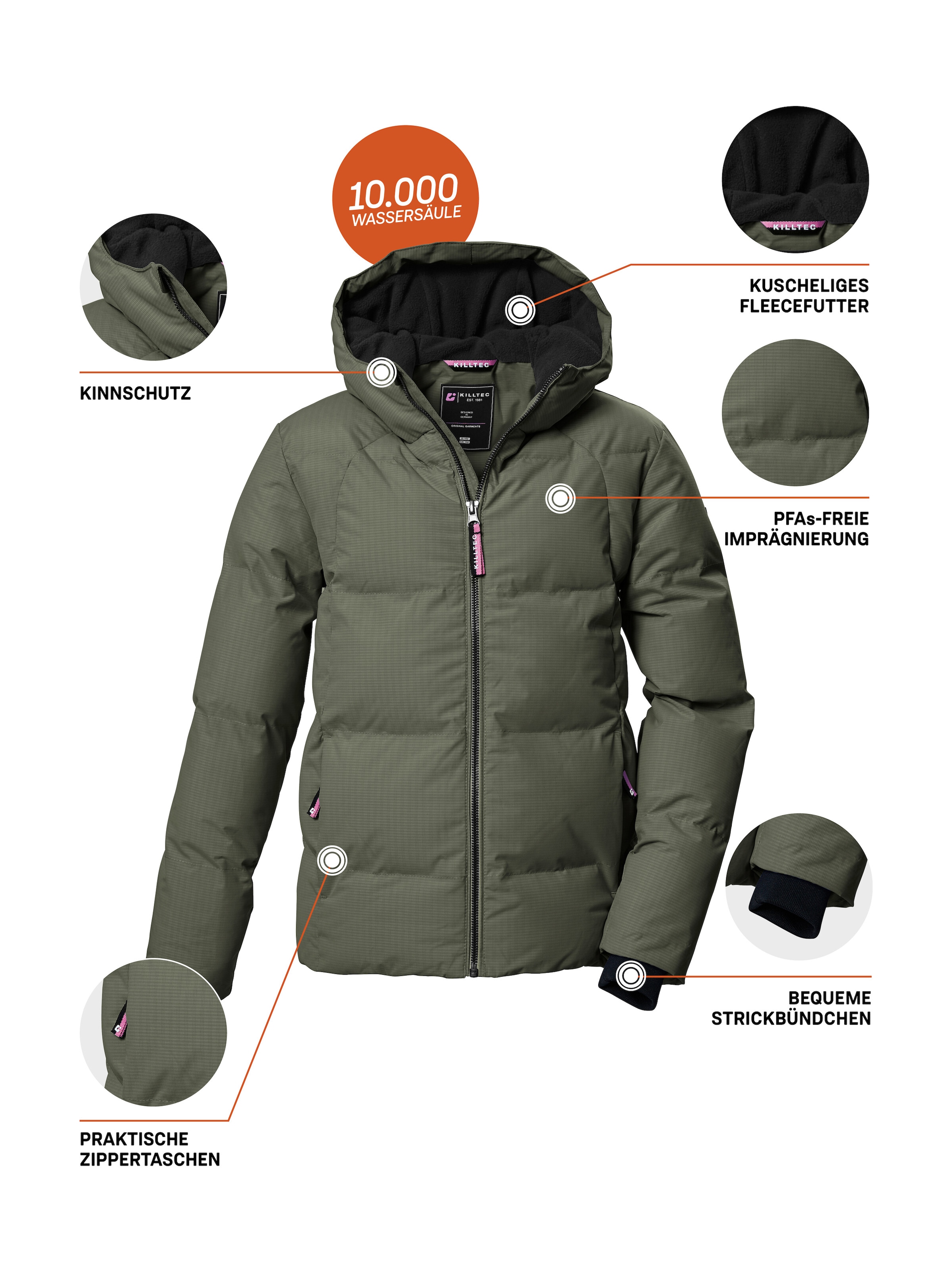 Killtec Steppjacke »KOW 357 GRLS QLTD JCKT«, Wasserabweisende Mädchenjacke mit Kapuze, atmungsaktiv, warm