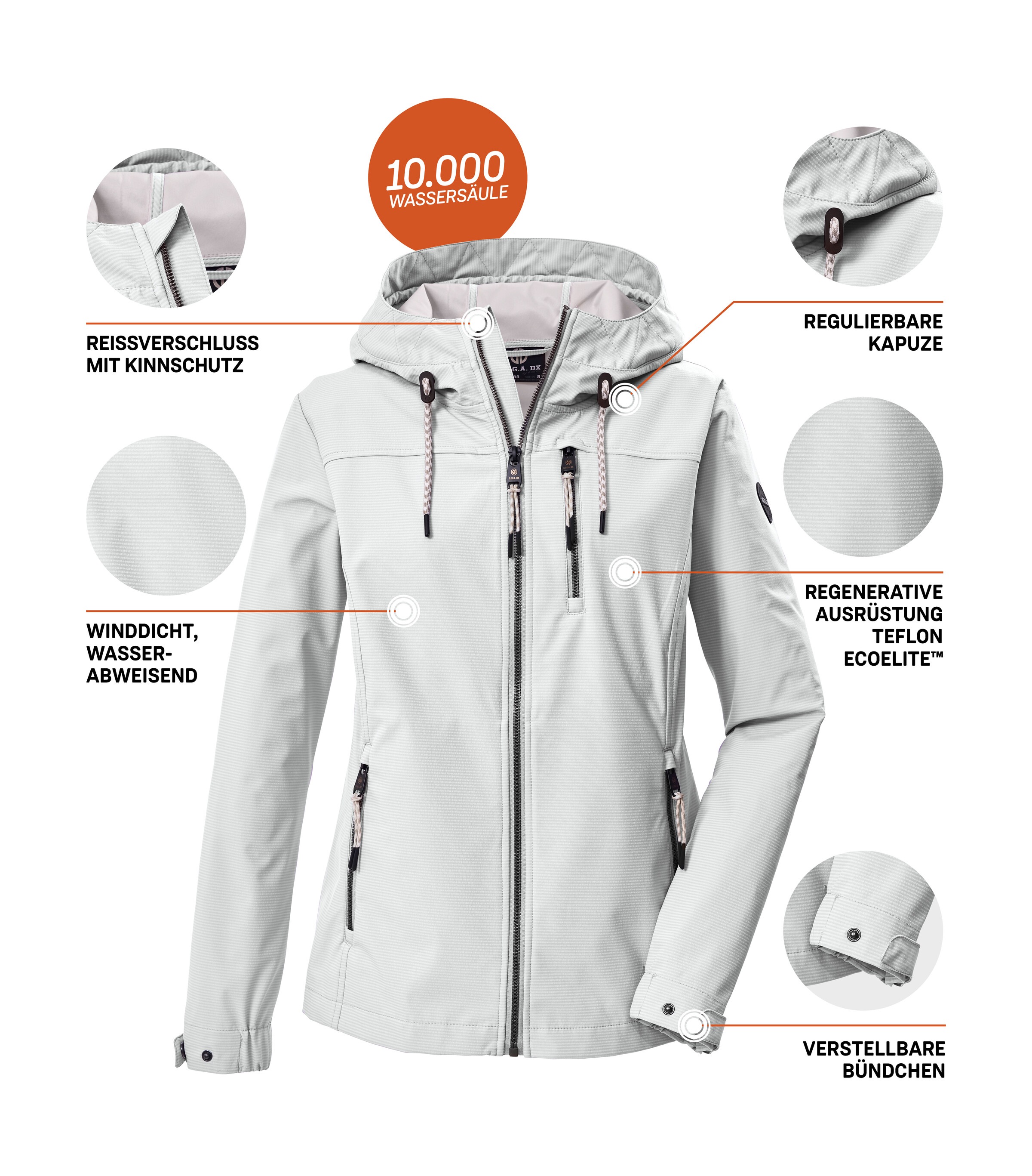 G.I.G.A. DX by killtec Softshelljacke »GS 111 WMN SFTSHLL JCKT« Atmungsaktive, wasserabweisende Damenjacke mit verstellbarer Kapuze