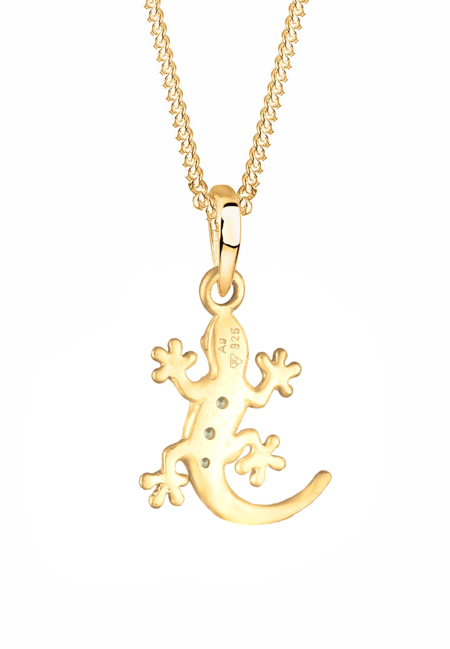 Elli Silberkette »Halskette Gecko Eidechse 925 Silber, mit Kristallen von Swarovski®«