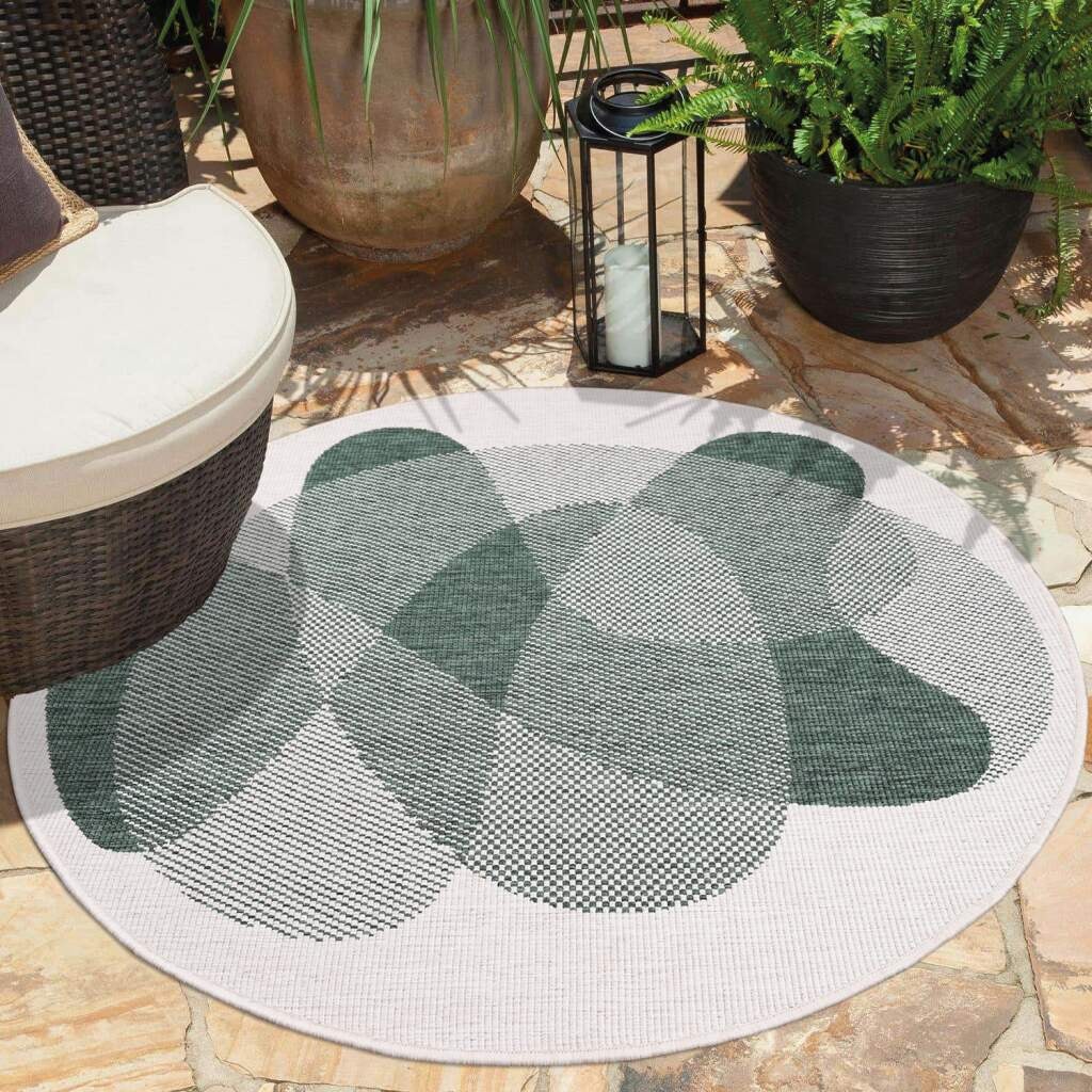 Carpet City Outdoorteppich »DUO RUG 5835«, rund, Wendeteppich Wetterfest In- & Outdoor, Balkon, Terrasse, Wohnzimmer