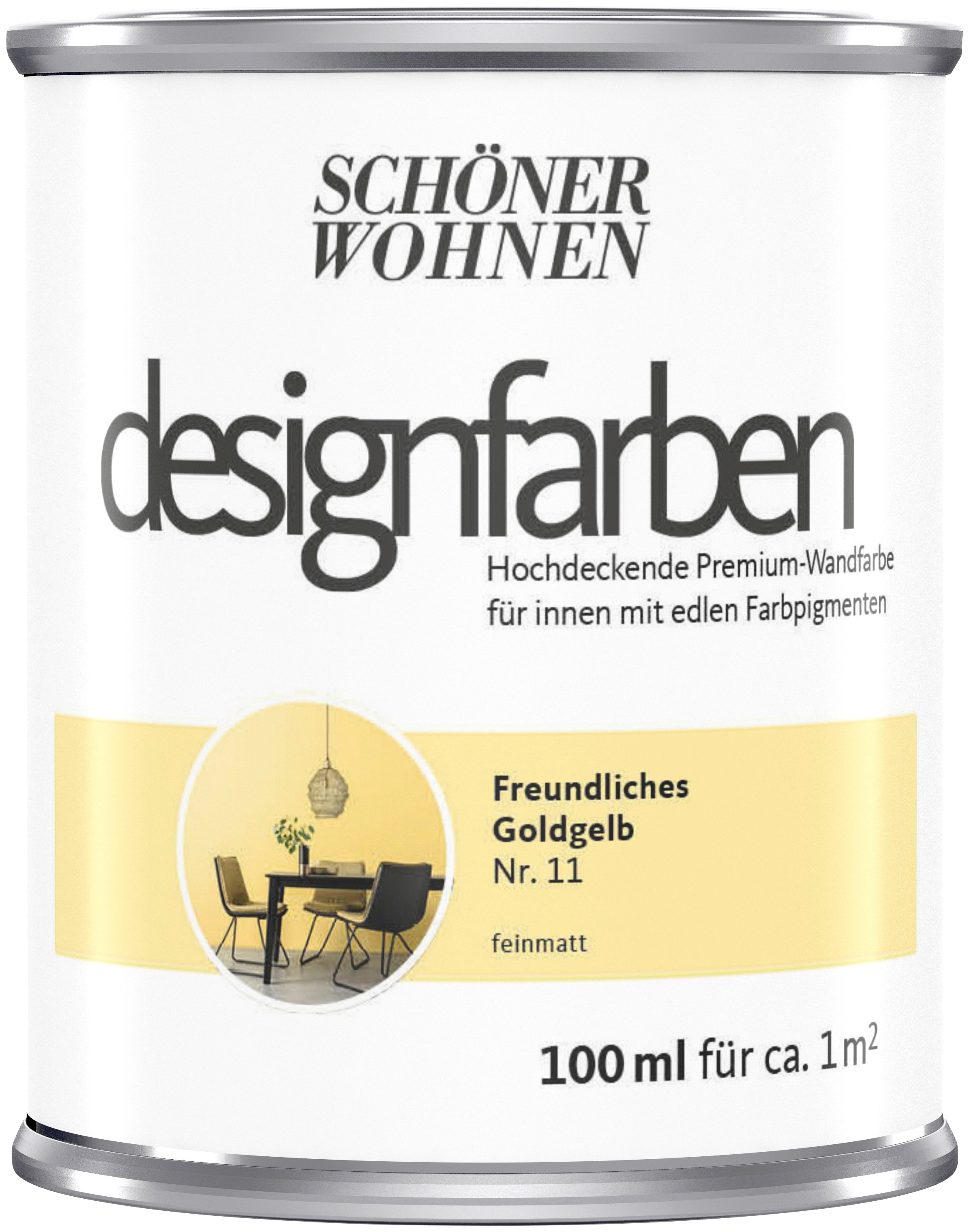SCHÖNER WOHNEN-Kollektion Wand- und Deckenfarbe »Designfarben«, (1), hochdeckend, Freundliches Goldgelb, matt, 0,1 l