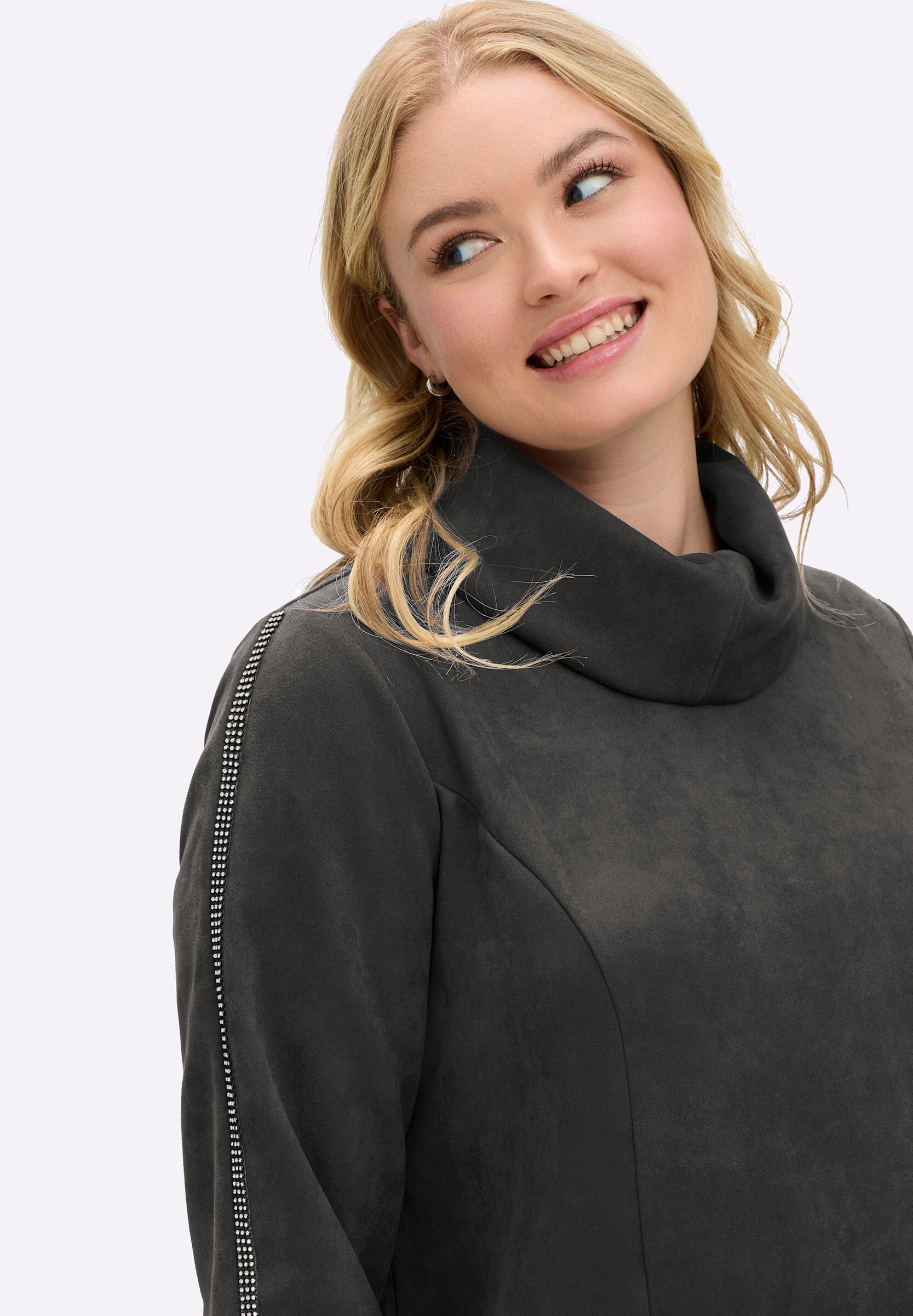 Sheego Jerseykleid »Velours-Kleid A-Linien-Kleid in Veloursleder-Optik«