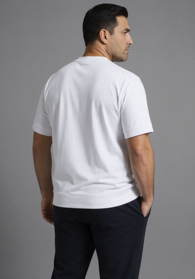 Man's World Plus Rundhalsshirt »auch in Grosse Größen bis Gr. 7XL Bauch-Fit mit breitem Saumbündchen« 2er-Pack,  Regular Fit, Kurzarm, unifarben, auch in großen Größen