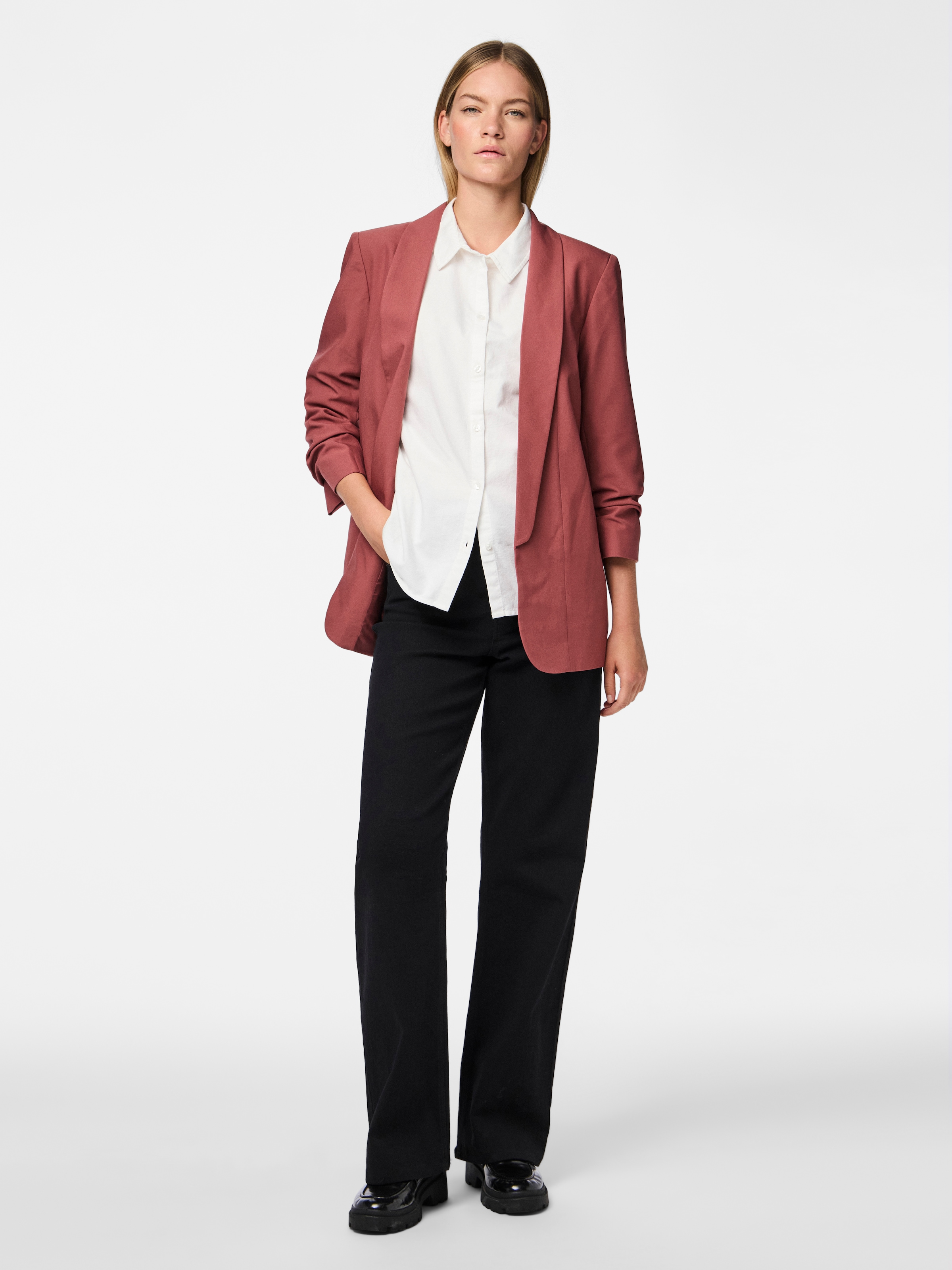 pieces Blusenblazer »PCBOSELLA 3/4 BLAZER NOOS« Materialmix, regular fit