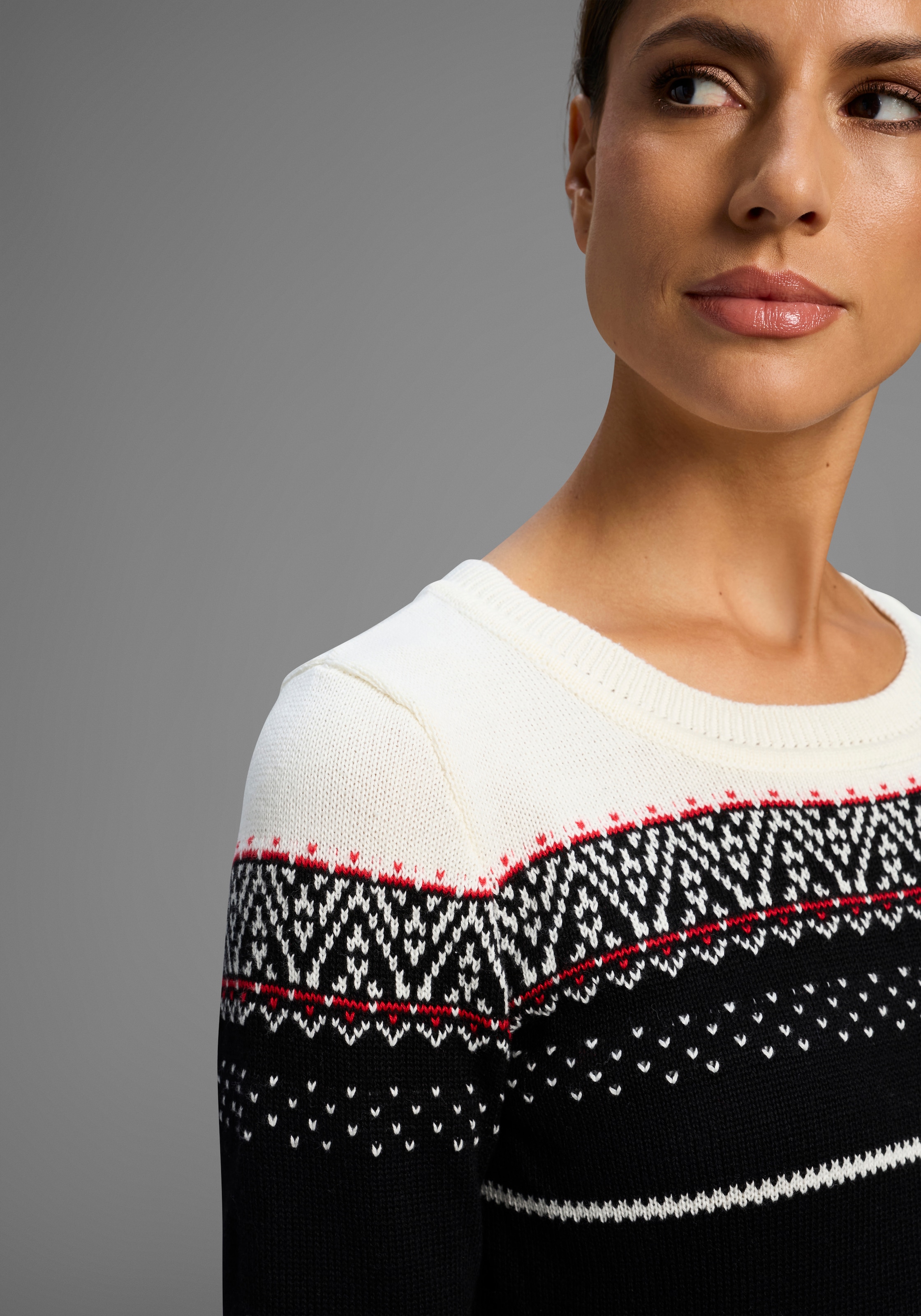 KangaROOS Strickkleid, figurbetont, im Norweger-Stil, aus Baumwollmischung, langärmlig